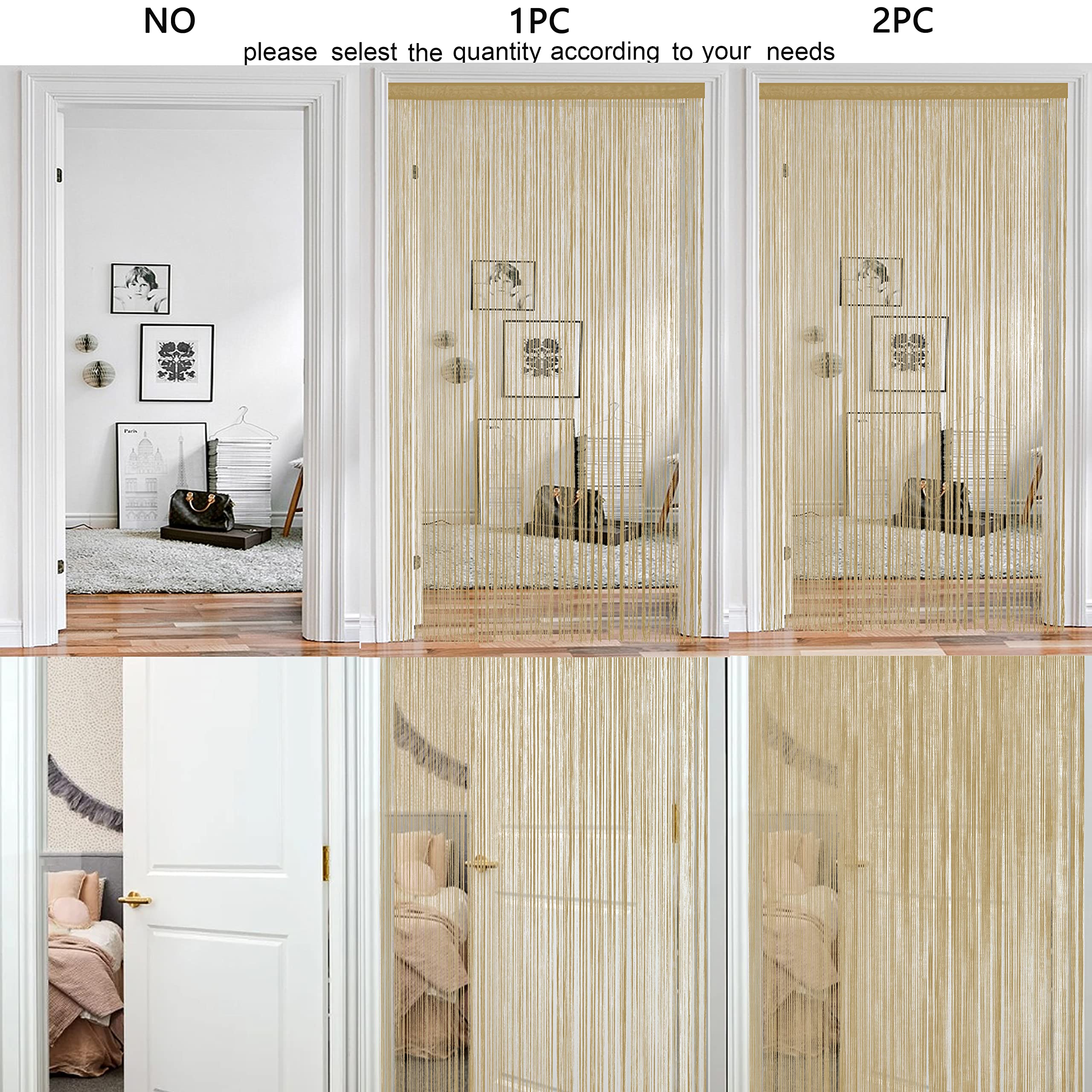 HSYLYM String Tenda per porte Decorazioni per finestre Divisorio Decorazioni per stanze Tenda singola per finestra 90x200cm Ecru profondo