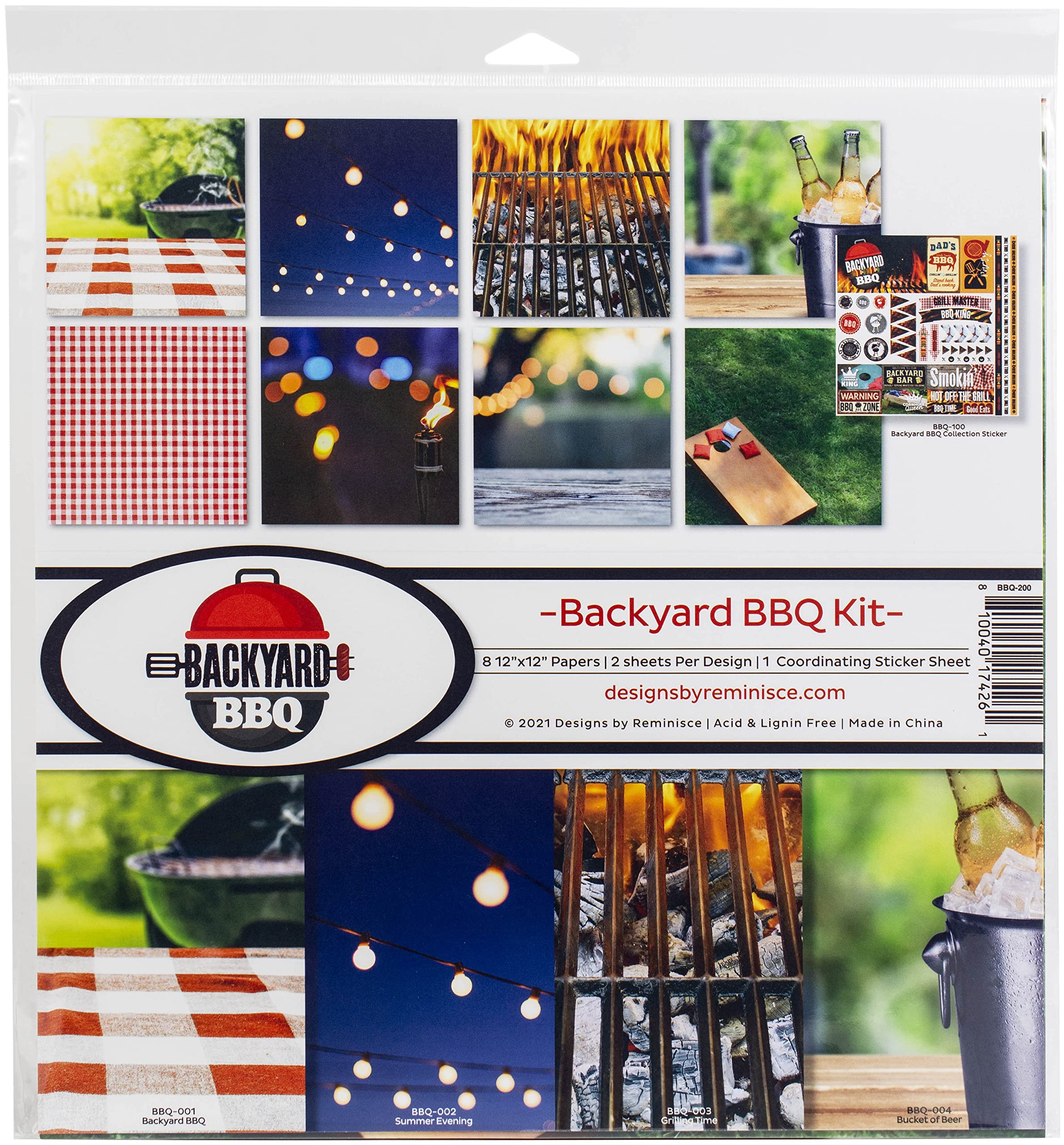 Reminisce Backyard BBQ Scrapbook Collection Kit, White, 12x12 inches