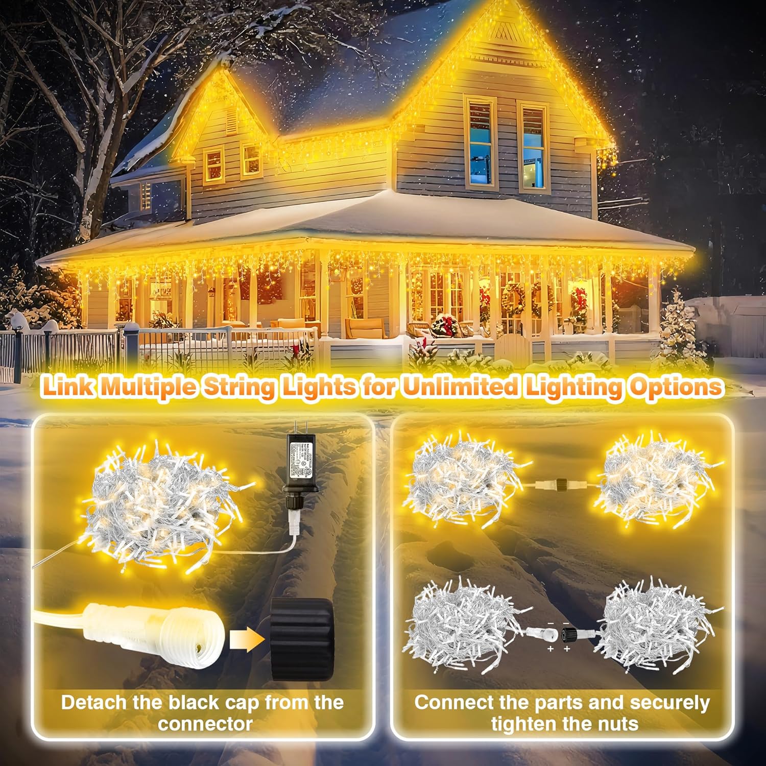 1000 LED Icicle Lights Outdoor, Plug in 98ft Waterproof Christmas String Lights, 8 Modes 4 Adjust Brightness, Remote & Timer, Indoor & Outside Decoration for Party, Wedding, Garden, Window, Wall