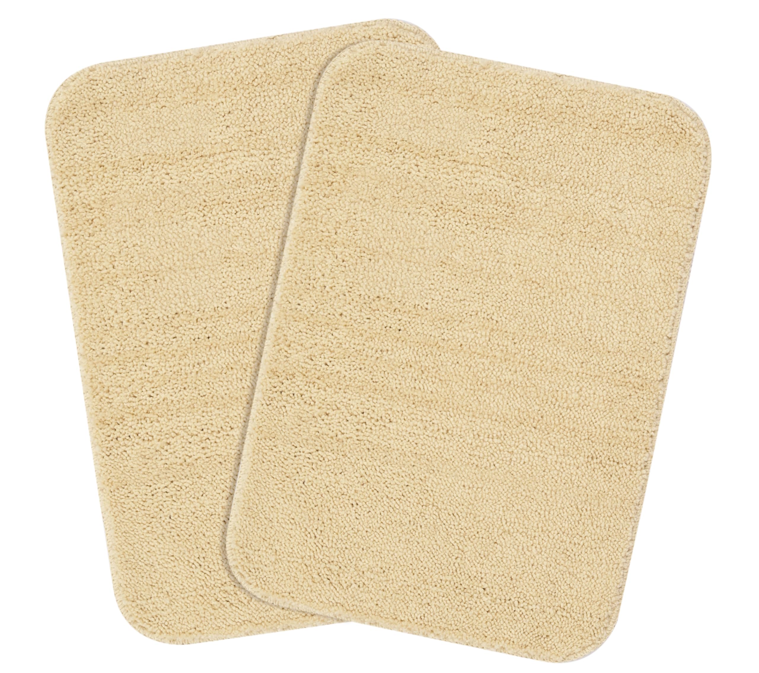 Saral Home Microfiber Solid Anti-Skid Bath Mats Pack of 2 (Beige, 35x50 CM)