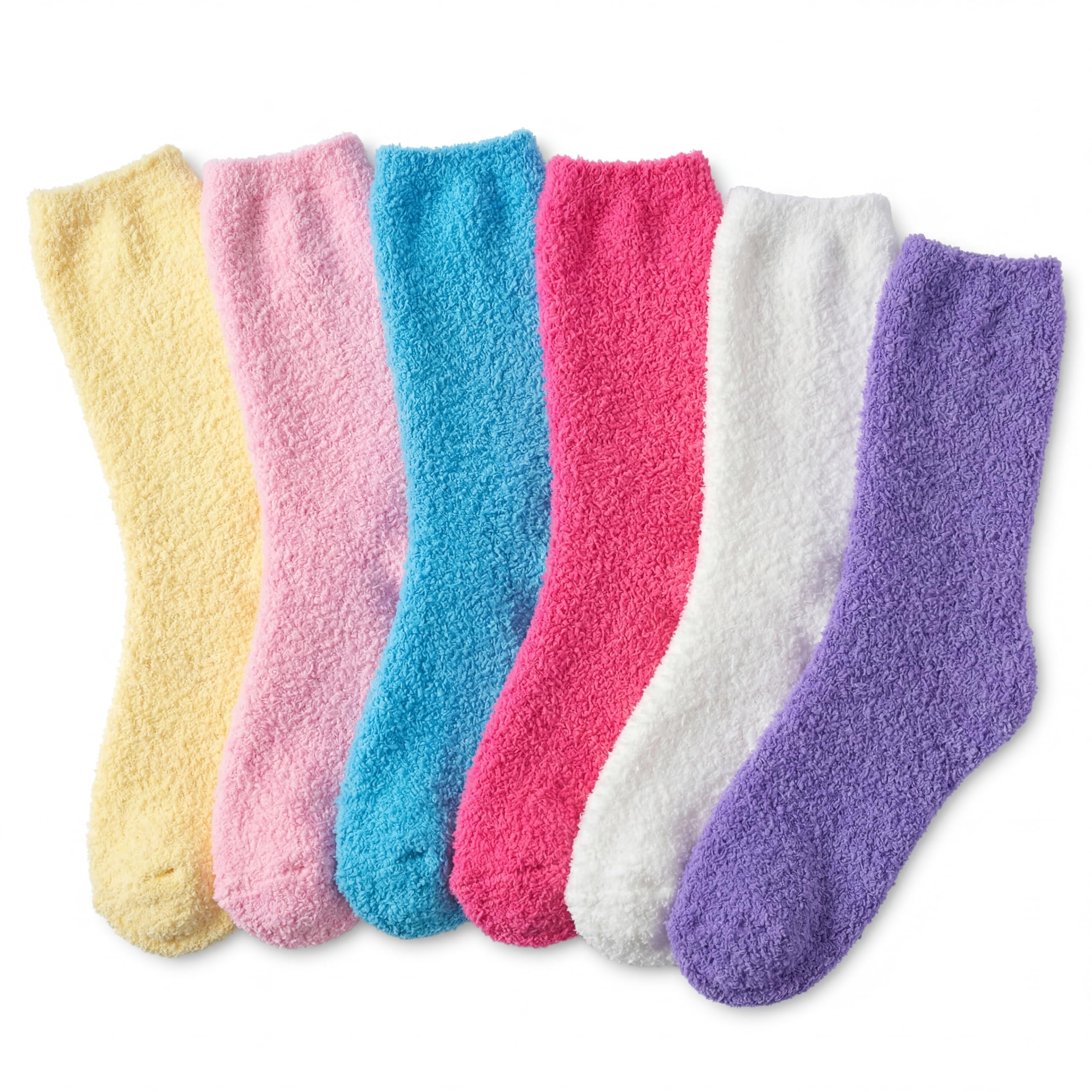Tipi Toe Womens Fuzzy Crew Socks with Anti Slip Grips Warm Cozy Fluffy Winter Slipper Socks Non Skid Home Socks for Women