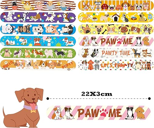 Miniatura 6 de 48 pulseras de palmada para niños, juguetes de fiesta, pulseras de palmada a granel con tema de gato y perro, suministros para fiestas de