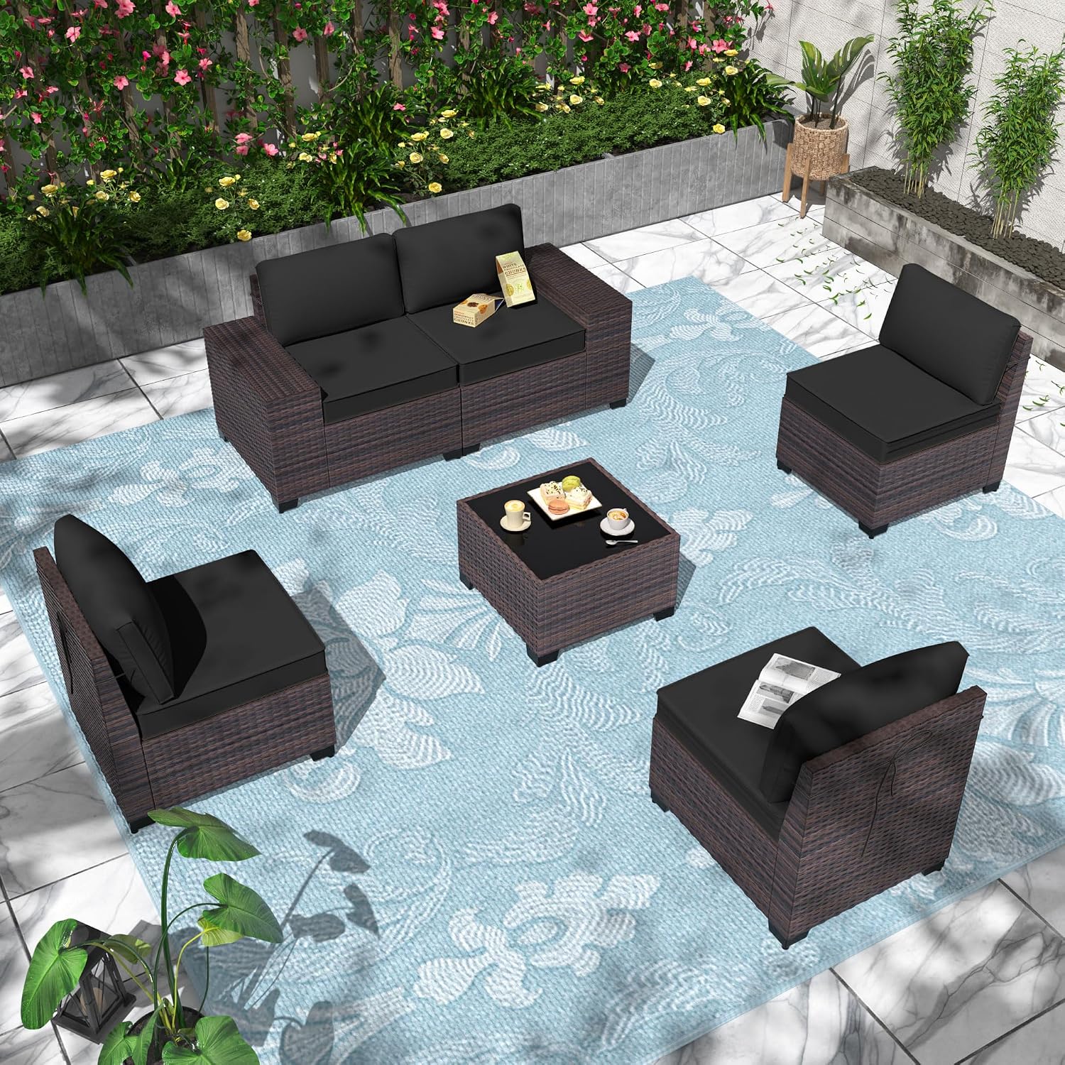 11 Pcs Stretch Patio Sofa Cushion Covers Outdoor Cushion Covers,Splashproof Patio Slipcovers with Zipper for Outdoor Furniture,Washable Furniture Cover(Black,Cover Only)
