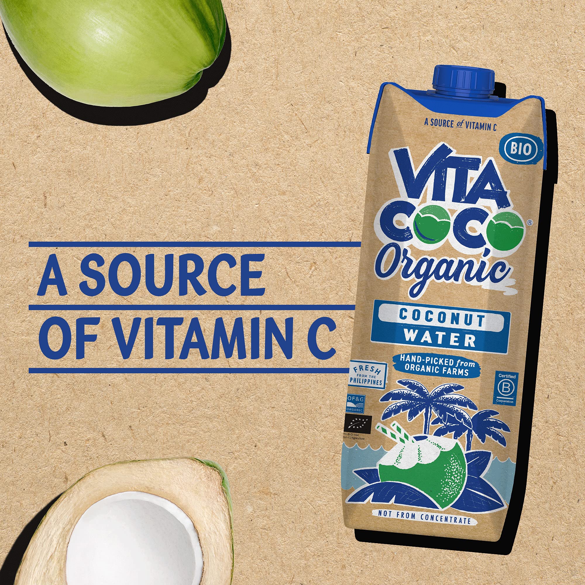 Vita Coco Organic Pure Coconut Water (1L x 6) 100 BioFriendly