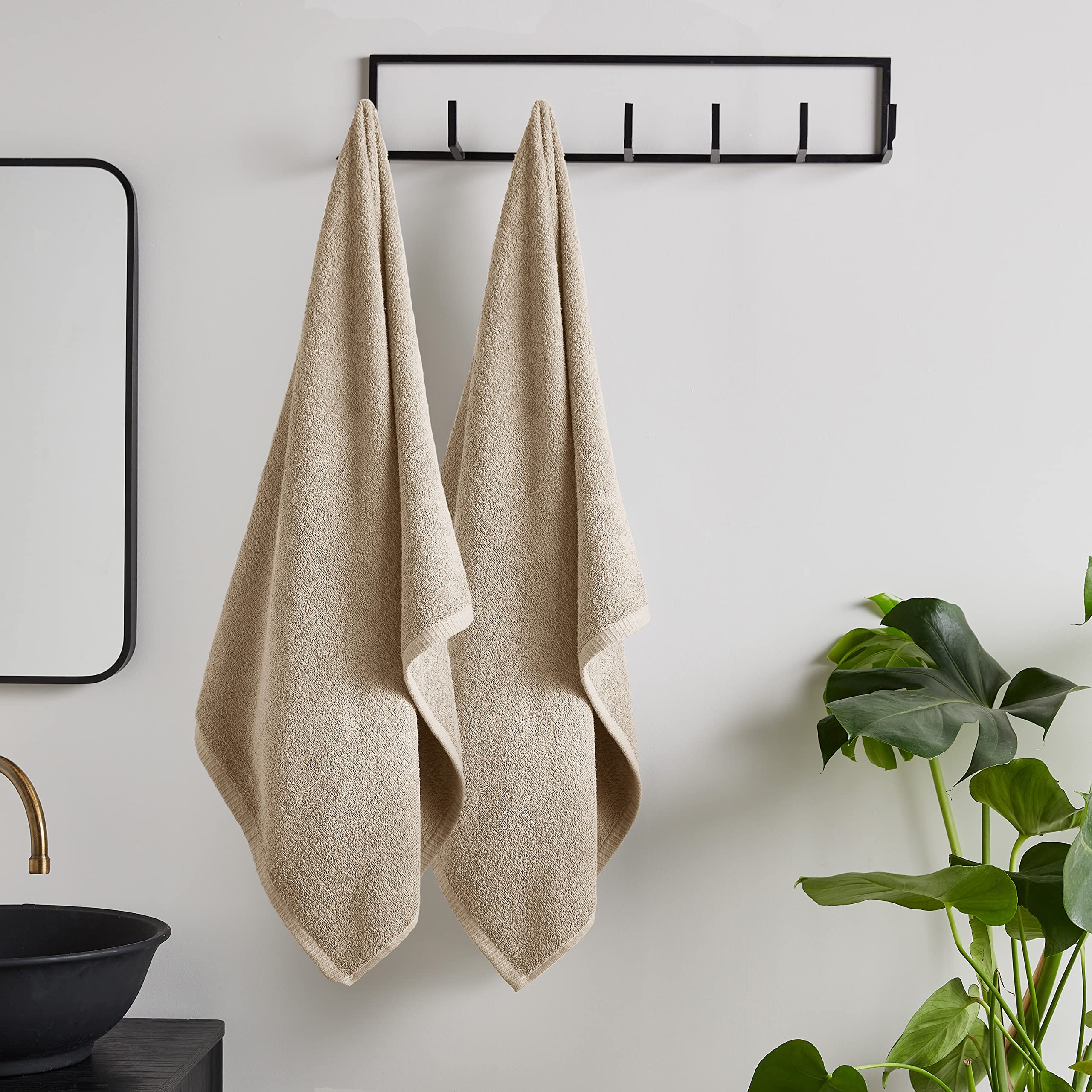 Catherine Lansfield Quick Dry Cotton Bath Sheet Pair - Natural - Bath Sheet