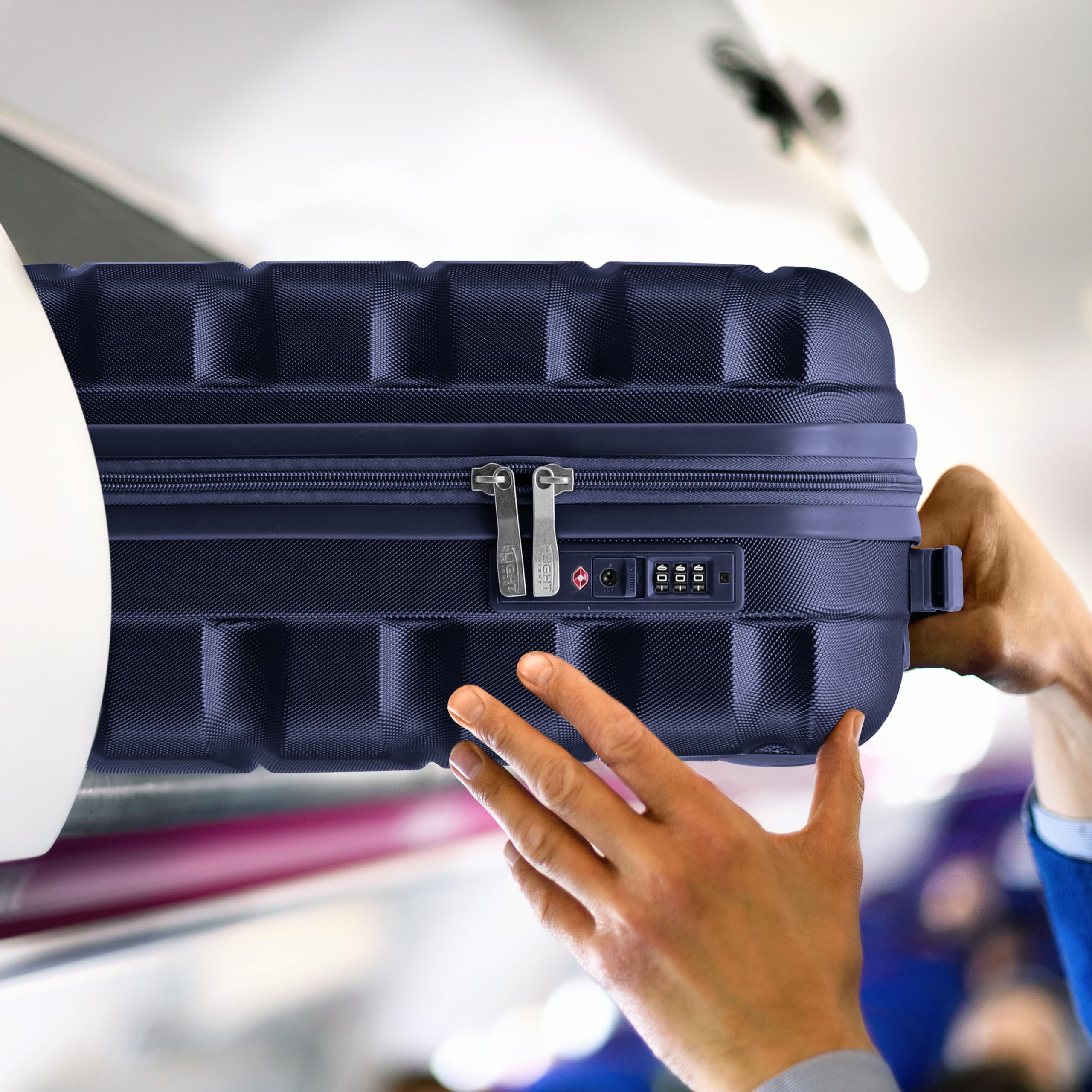 Flight Knight Lightweight 4 Wheel ABS Hard Case Suitcases Cabin Carry On Hand Luggage Approved for Over 100 Airlines Including British Airways, easyJet, Jet2 & Wizz 55x35x20cm - TSA Lock
