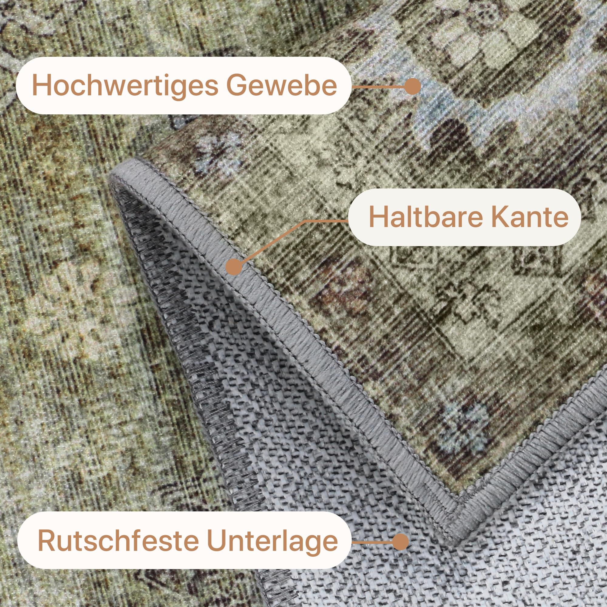 GENIMO Teppich Wohnzimmer 140X200 cm Vintage Waschbare Kupfer Braun | Boho Vintage Orientalischer Teppiche, Kurzflor Wohnzimmerteppich, Rutschfest Carpet, Groß für Schlafzimmer, Esszimmer, Büro