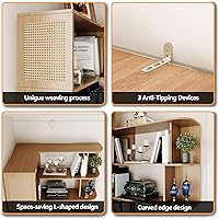 Vista 29 de Estantería de esquina y estanterías industriales de esquina Etagere estantería en forma de L 6 niveles con marco de metal para sala de estar