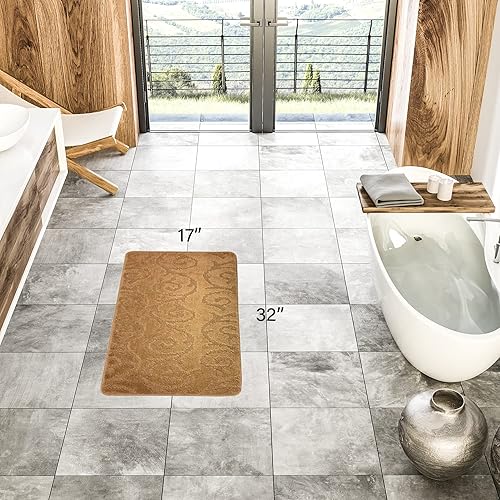 Vista 44 de Alfombra lavable a máquina para cocina y baño, diseño de voluta, color gris, respaldo antideslizante de gran
