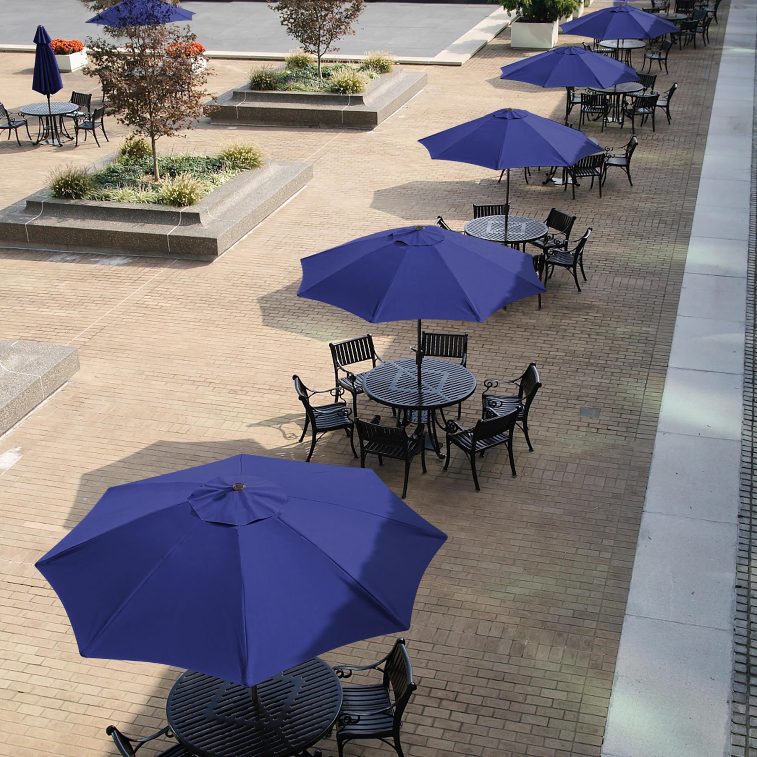 Yaheetech Parasol przeciwsłoneczny Φ 270 cm z korbą, parasol ogrodowy, składany, wychylany, z 8 żebrami, parasol tarasowy, ochrona przed słońcem, granatowy