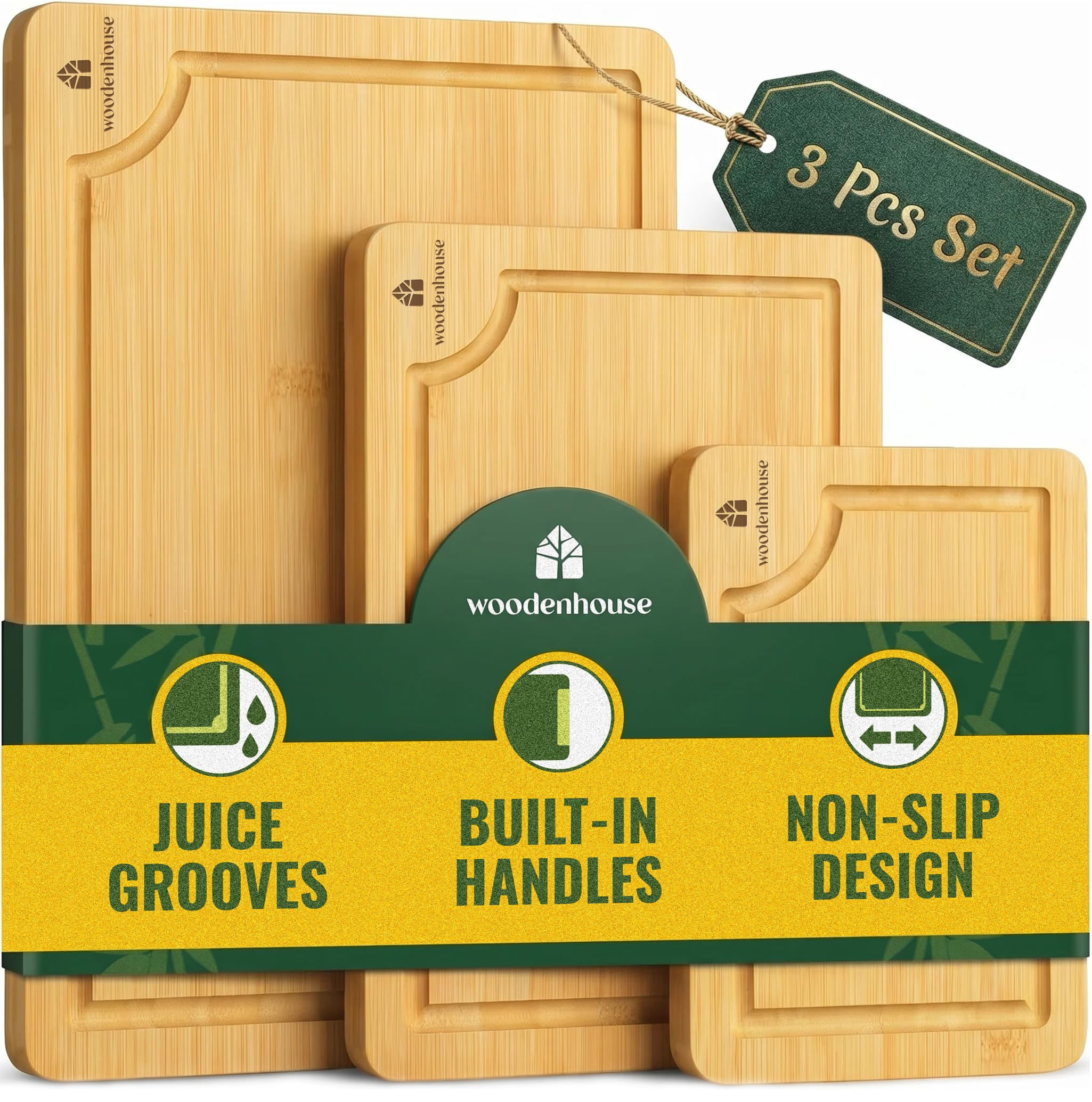 Woodenhouse Bamboo Cutting Board Set
