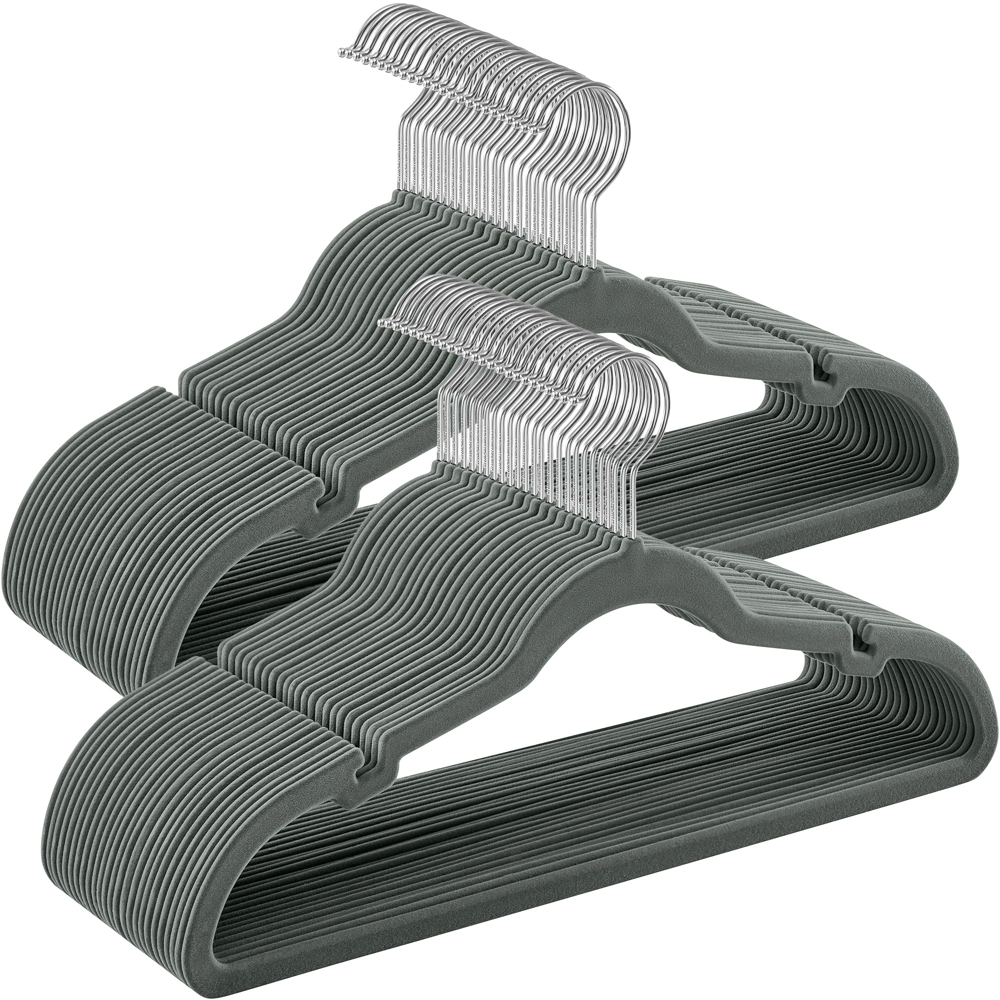 SONGMICS Velvet Hangers 50 Pack, Non-Slip Clothes Hangers, Suit Hangers with Shoulder Notches, Pants Bar, 360° Swivel Hook, Space-Saving, for Closet,
