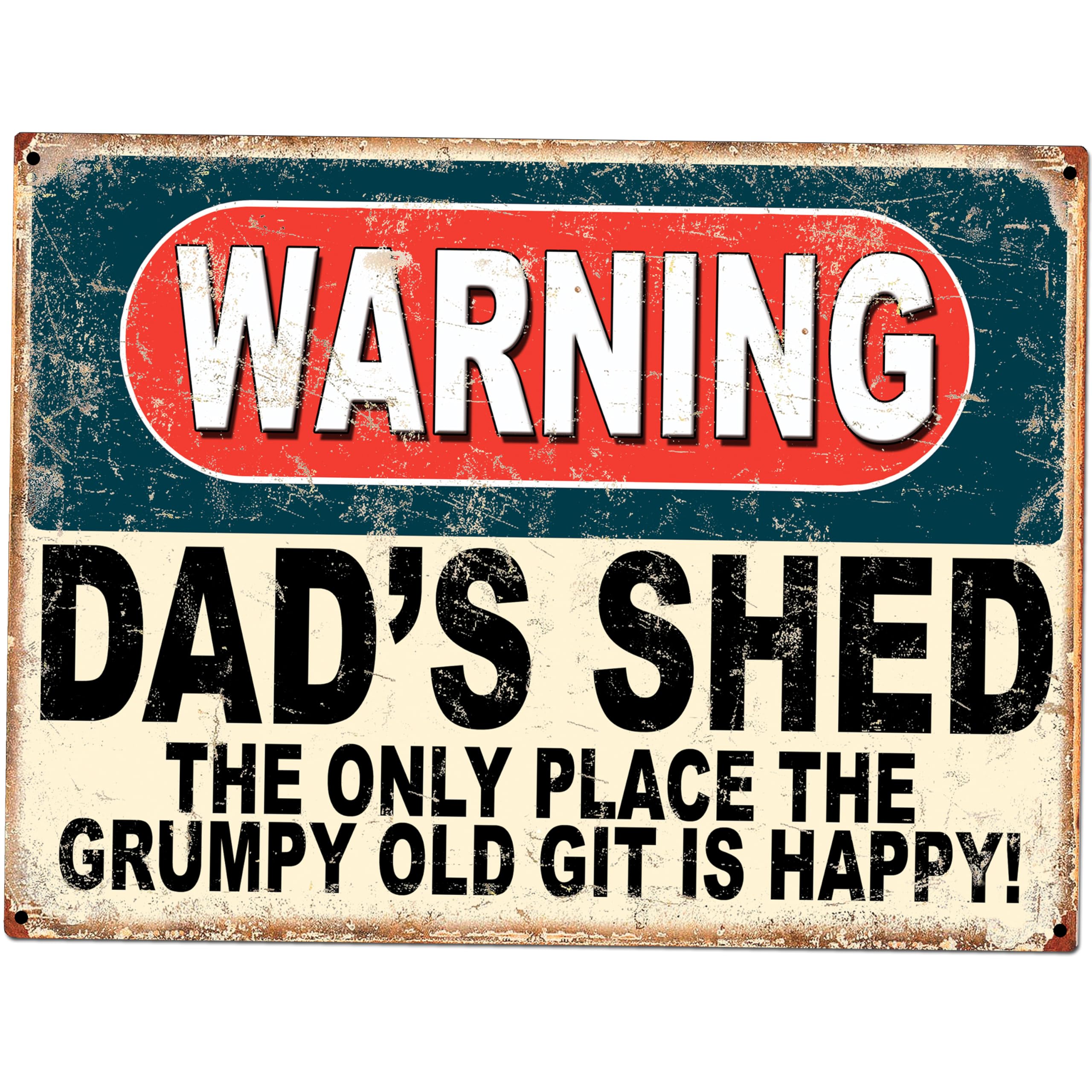 Shawprint Warning Dads Shed The Only Place The Grumpy Old Git Is Happy Funny Metal Signs Home Pub Indoor & Outdoor Garden Bar Garage Vintage Wall Plaque Gift Retro (10” x 8”)