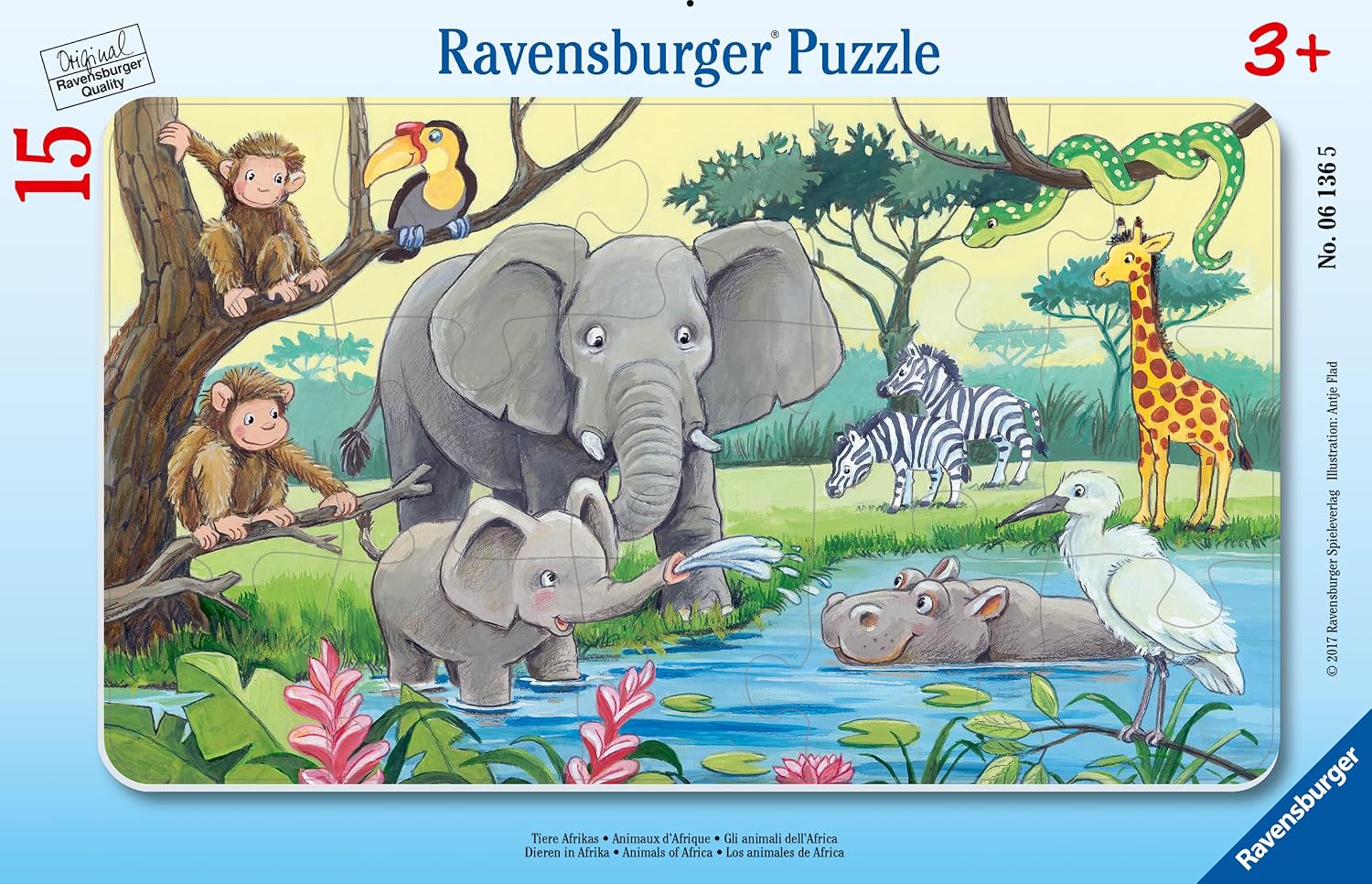 Ravensburger Animals of Africa 15 Piece Frame Puzzle for Kids 3+