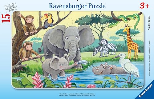 Ravensburger Animals of Africa 15 Piece Frame Puzzle for Kids 3+
