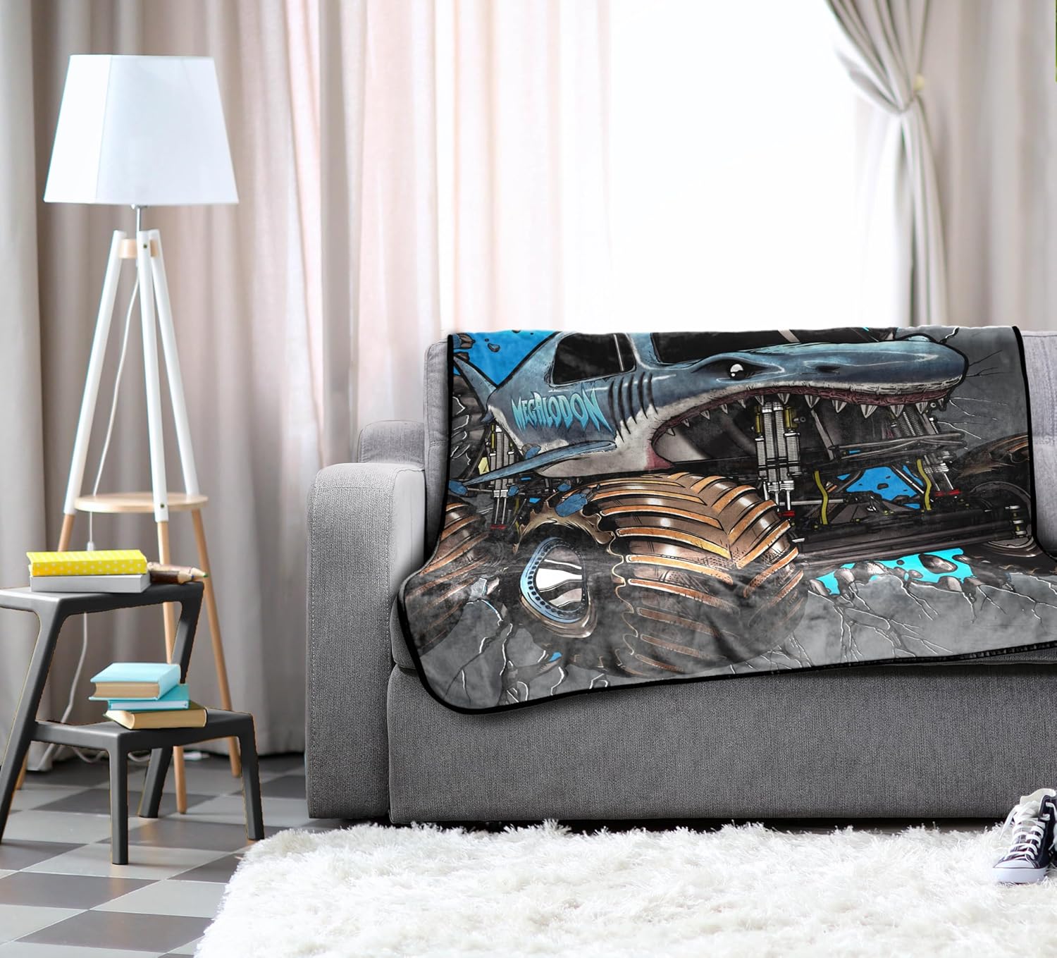 Jay Franco Kids Plush Throw Blanket – Soft & Comfy Throw for Couch or Bed – Cozy Home Décor for Living Room & Bedroom, Gray - Monster Jam, 46x60 - Throw Blanket - Image 3