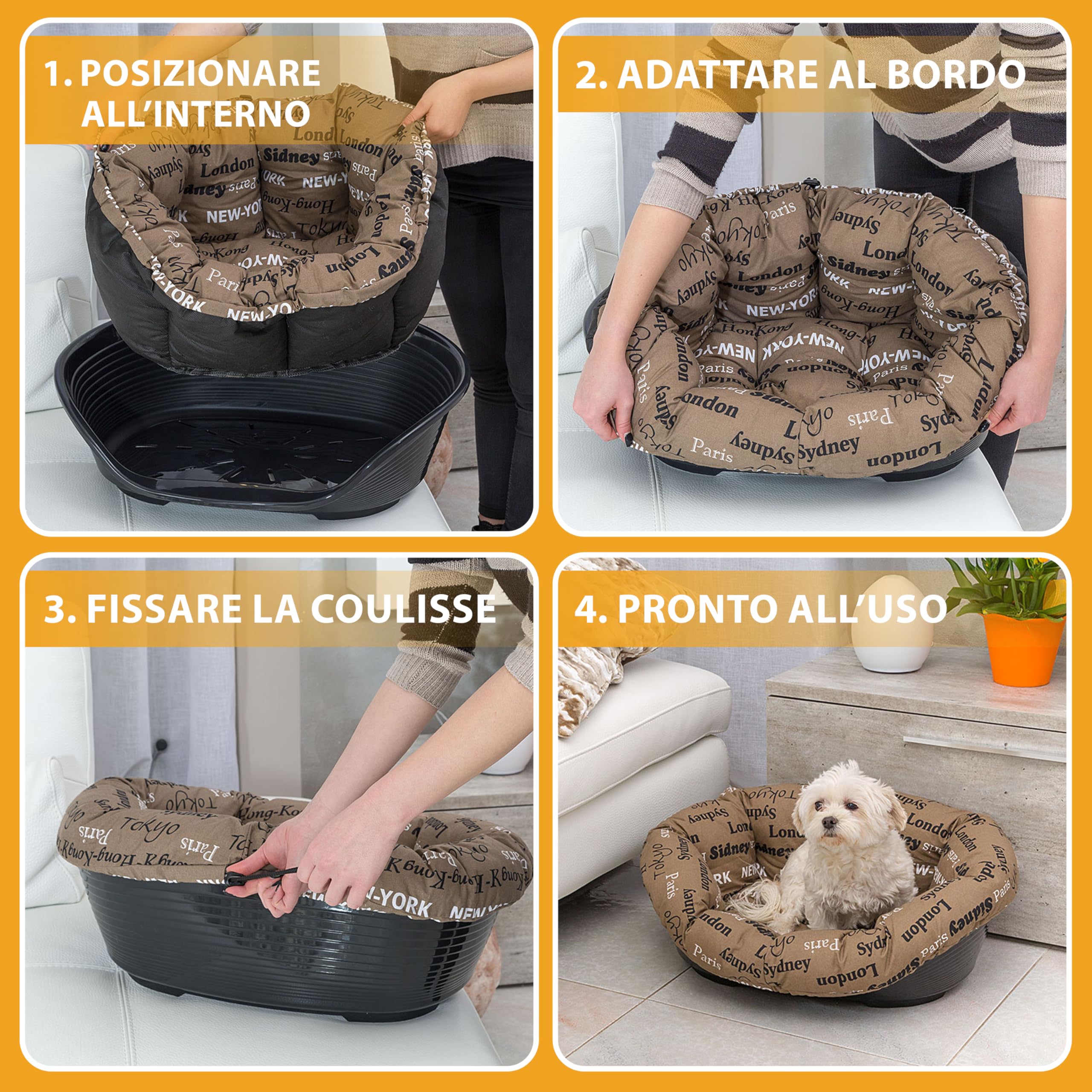 Ferplast Imbottitura di Ricambio per Cuccia Cani e Gatti, Cuscino Imbottito per Cuccia in Plastica (non inclusa) Lavabile, Regolabile 73 x 55 x h 27 cm, S Grigio