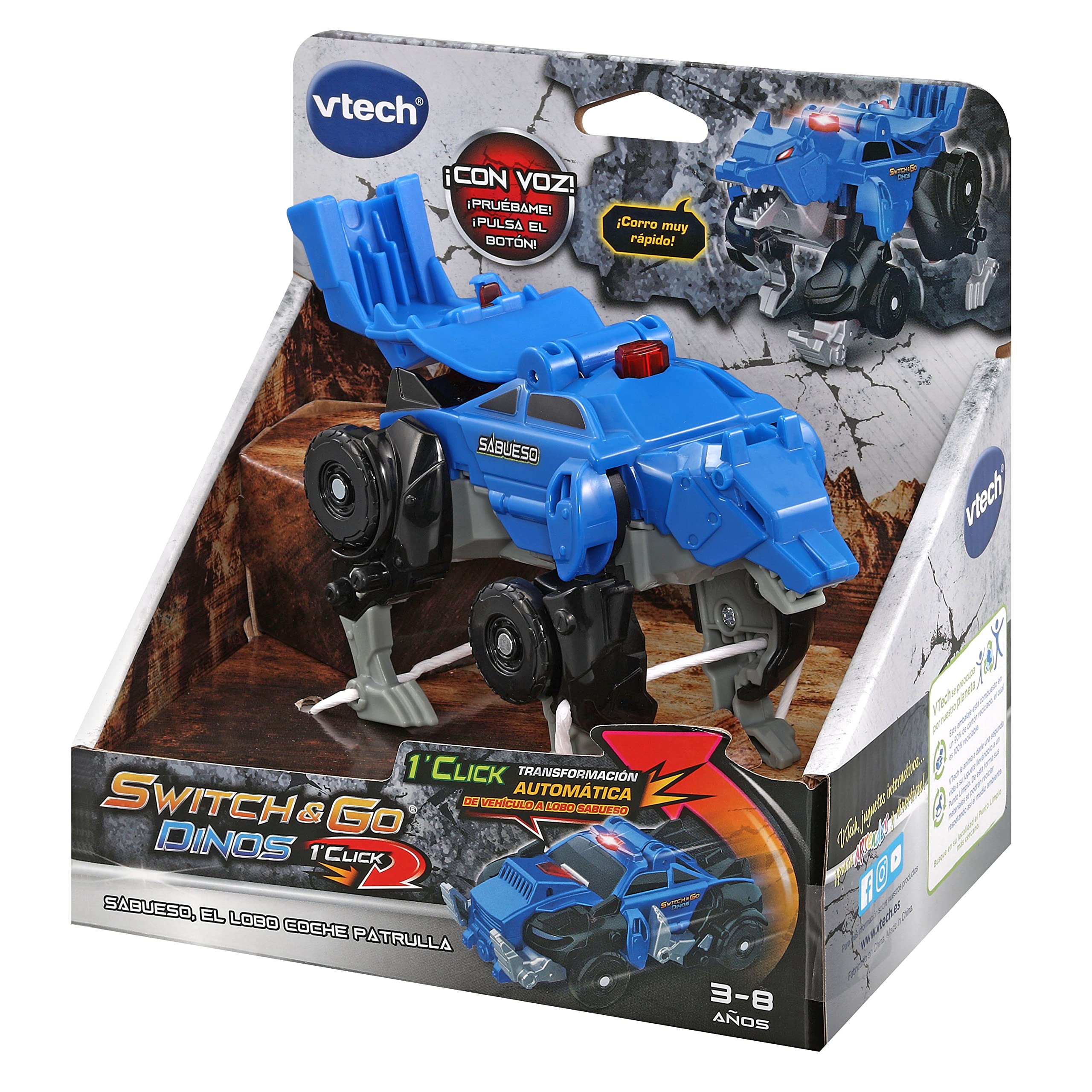 VTech Switch & Go Dinos - Derrape El Gorila Rally, Dinosaurio Transformable A Coche, 3 Años