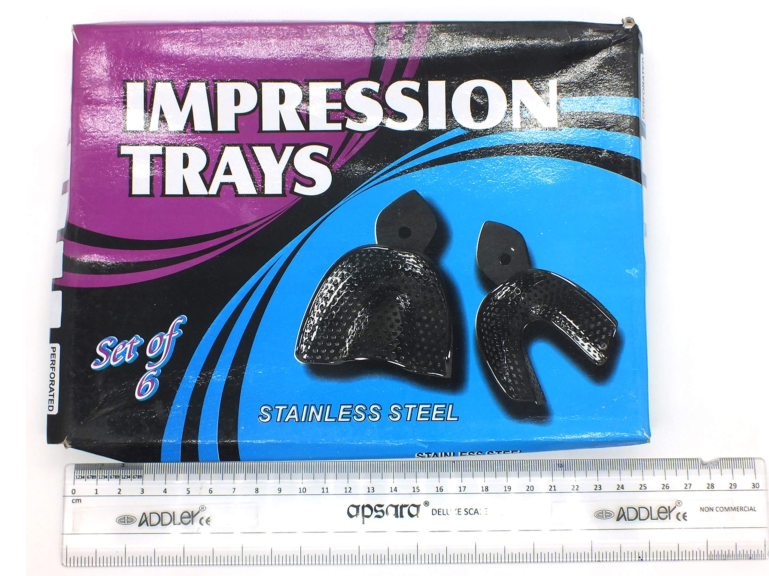 ADDLER DENTAL IMPRESSION TRAY RIM LOCK PERFORATED SET OF 6 SIZE L, M, S 2