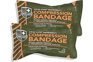 SWISS SAFE Israeli Bandages - Authentic Life-Saving First Aid Trauma Dressing (2 Pack - 6")