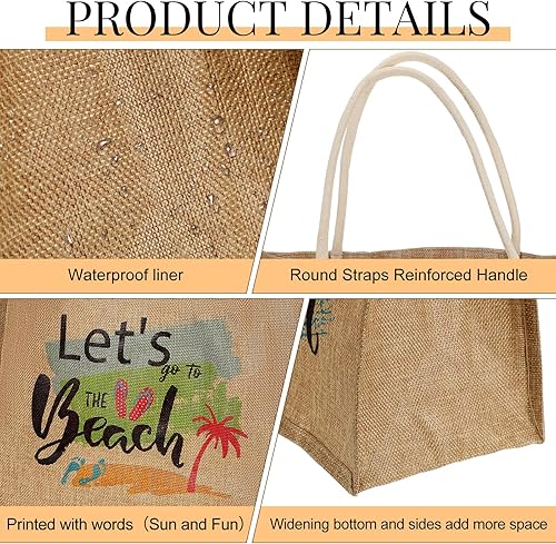 Miniatura 4 de 4 bolsas de regalo de agradecimiento para profesores para mujeres, bolsas de playa de yute con asas, reutilizables, impermeables, lindas bolsas de