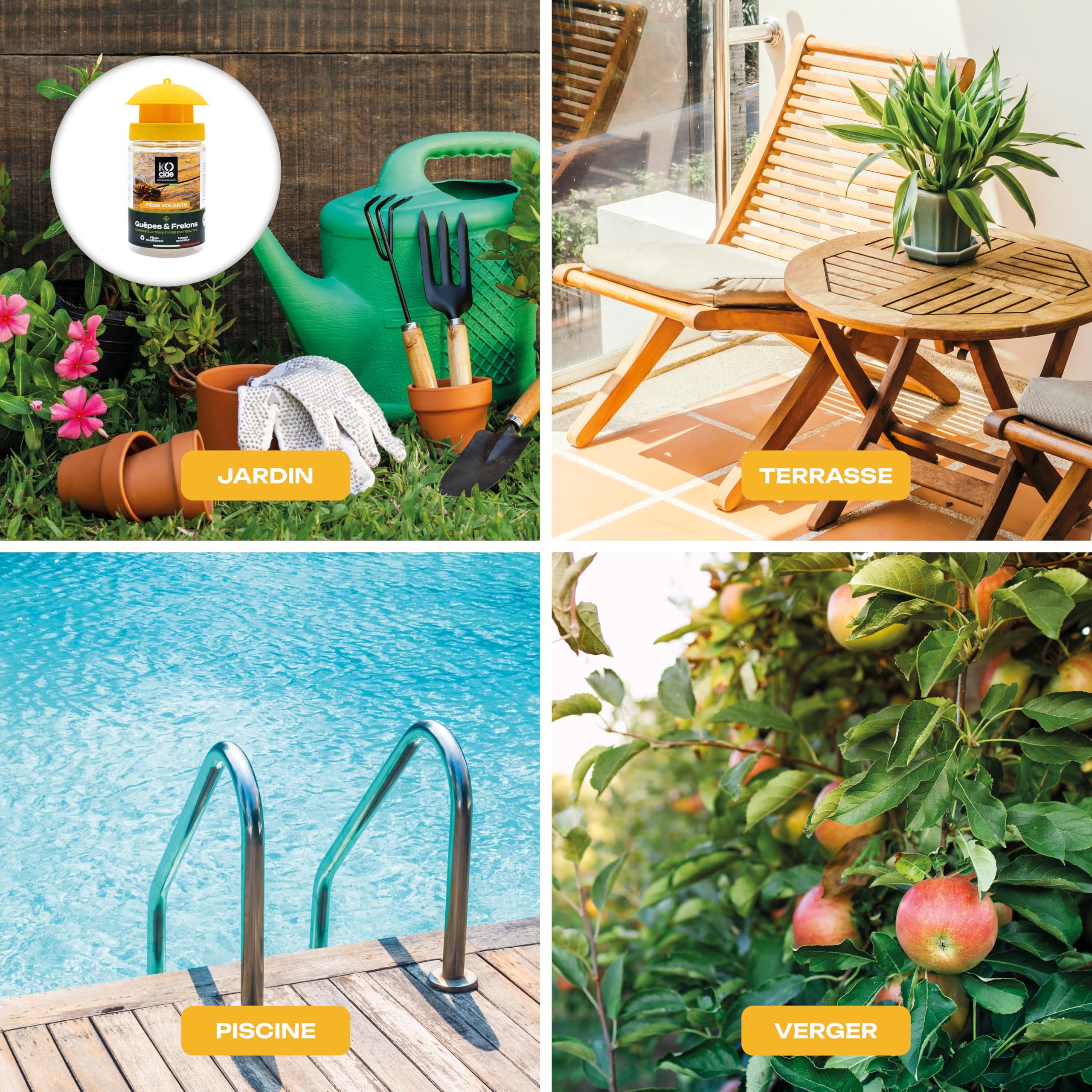 K-OCIDE – Piège Guêpes et Frelons - Réutilisable - Capture Efficace - Piège Extérieur Jardin, Terrasse, Piscine - Fabrication Française - 5