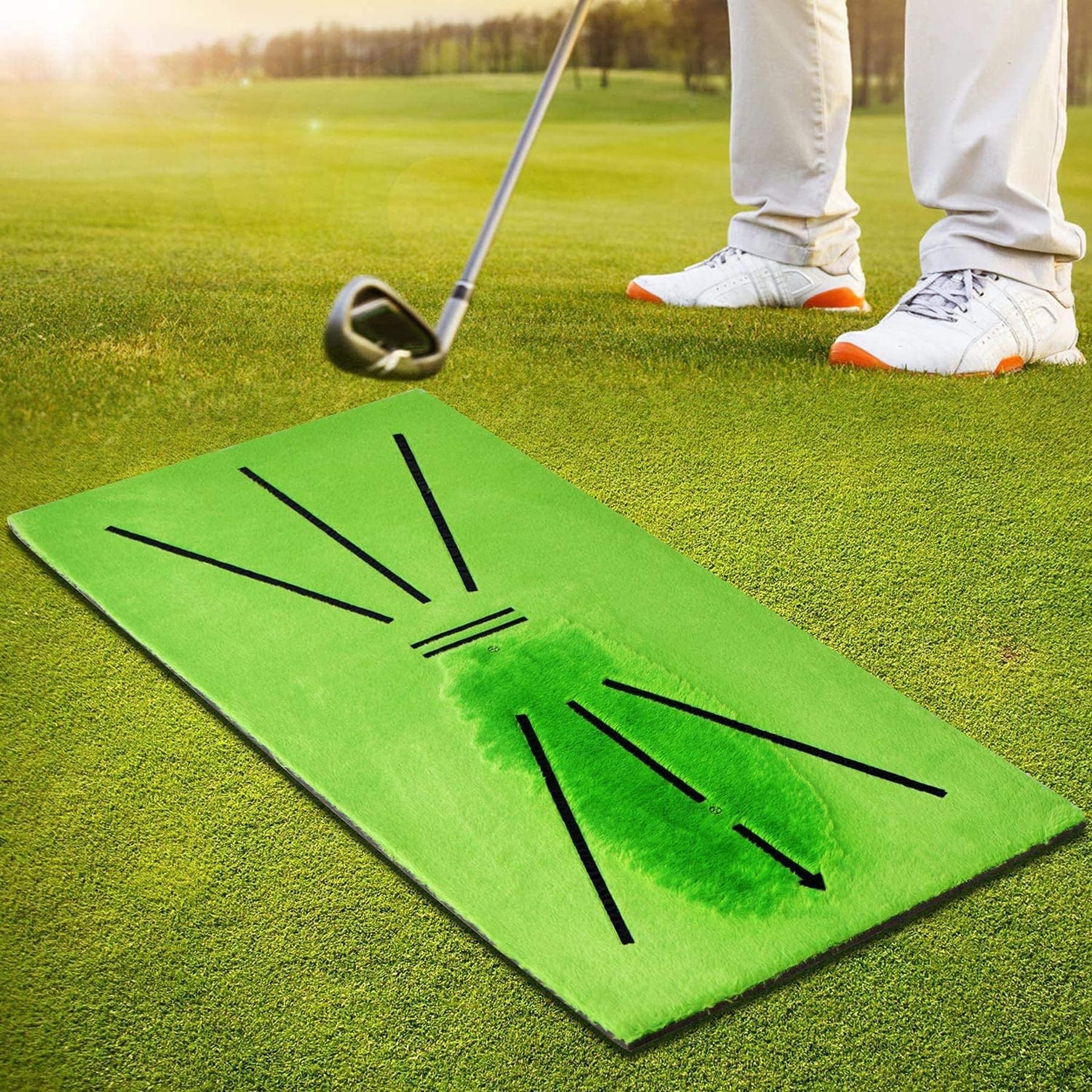 ACU Strike Impact Golf Training Mat, Golf Swing Mat Detection, Fixed Ground Rug for Swing Detection Batting, No Taste, Portable Practice Golf Mats for Indoor/Backyard/Outdoor with Bag (12" X 24")