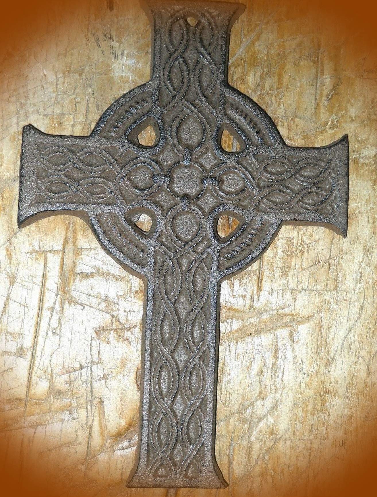 Victorian Style Celtic Wall Cross Rustic Decorative Finish Vintage Cast Iron Supplies for Home Decor by CharmingSS (with NO Screws)