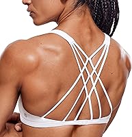 CRZ YOGA Naked Feeling Criss Cross Sports Bra Women - Padded Medium Support Strappy Back Wireless Yoga Gym Bra