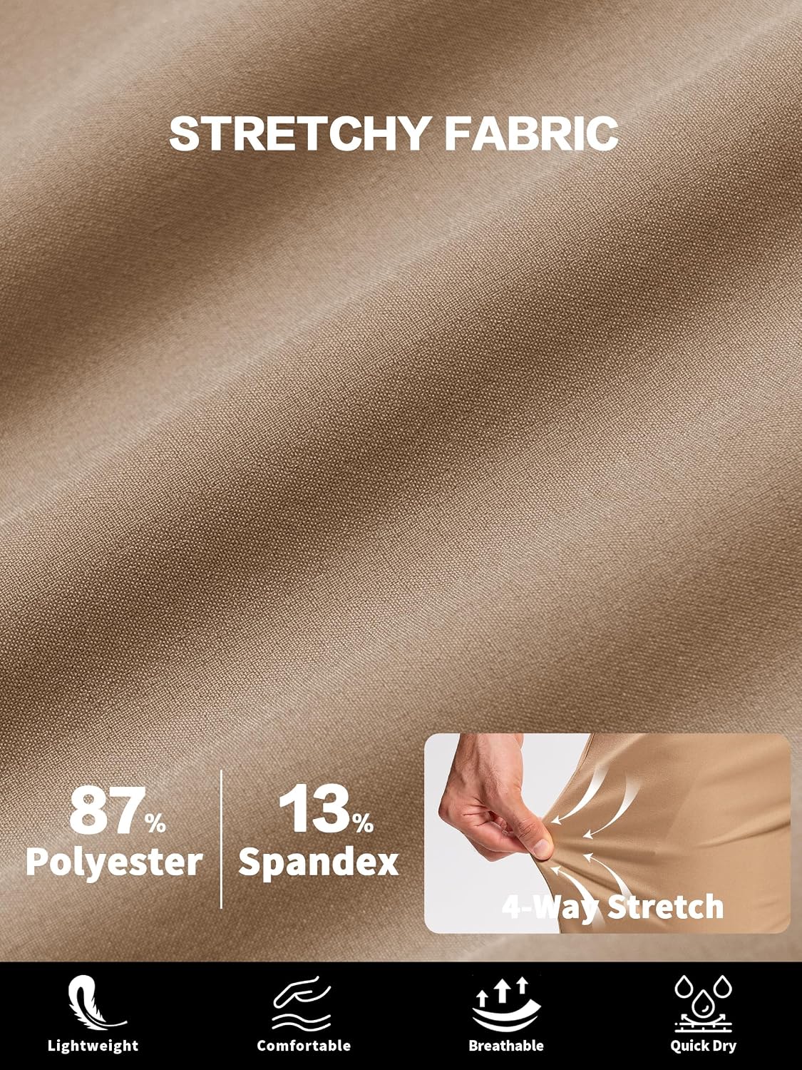 Men's Golf Pants Lightweight Work Dress Pants 30"/32"/34" Stretch Quick Dry Comfy Casual Trousers with Pockets