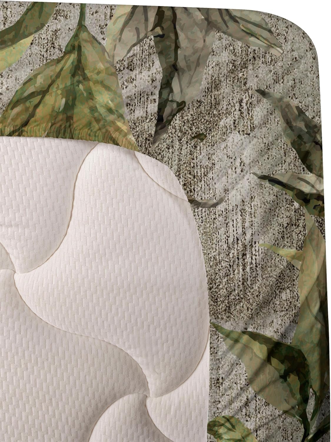 Ambesonne Leaves Greenery Sheet Set, Tropical Leaf Pattern with Neutral Colors Boho on Grunge Rustic Back, Fitted and Flat Sheet with Pillowcases Bedding Accent 4 Piece Set, Full, Olive Green Taupe