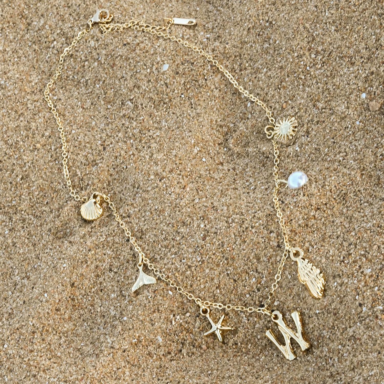 Charm Necklace for Women Shell Starfish necklace 18K Gold Plated Womens Charm Necklace Ocean Jewelry Name Necklace Personalized Initial Necklaces for Women Trendy Jewelry - Image 8