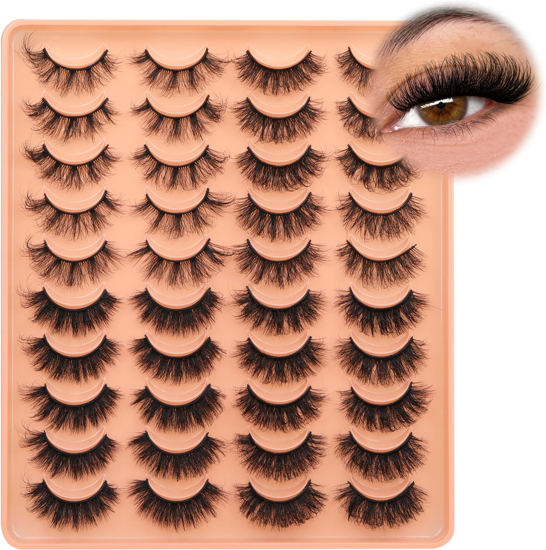 Mink Lashes Strip False Eyelashes Thick Volume Fake Eyelashes Dramatic 4 Styles Mixed Faux Mink Eyelashes 20 Pairs 20MM Long Fake Lashes