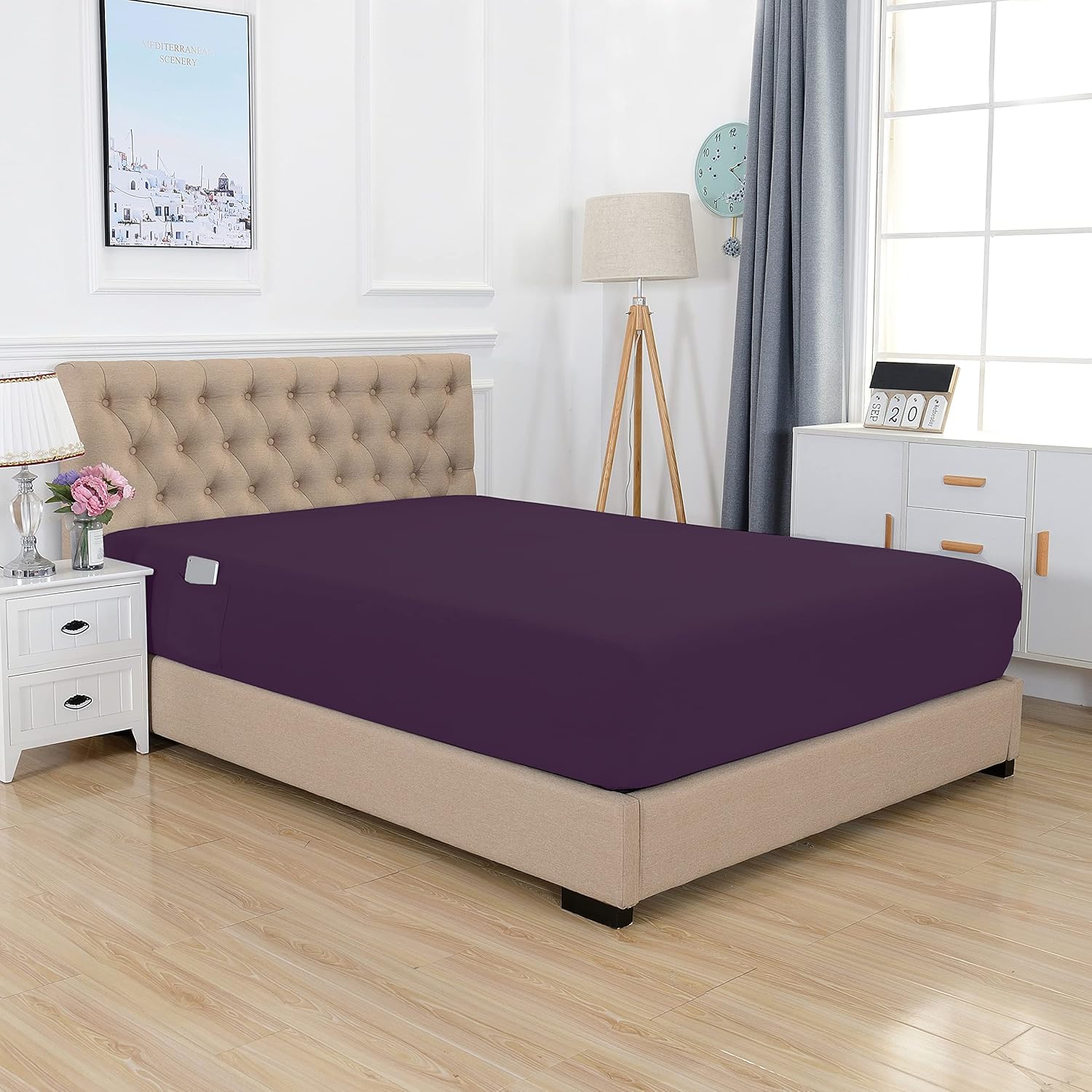 Amazon｜Elegant Comfort プレミアムホテル品質 エクストラディープポケット 18インチ21インチ シングルボックスシーツ