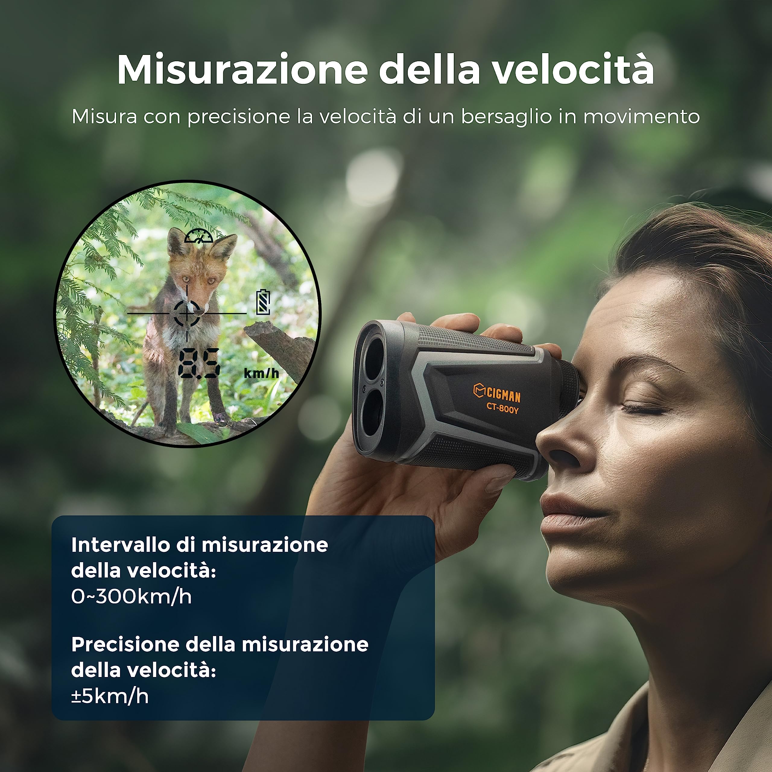 CIGMAN Telemetro Golf 800 Yards Laser Telemetro caccia con Pendenza,Ricaricabile via USB, Ingrandimento 7X, bloccaggio degli alberi bandiera, 7 modalità di misurazione della distanza, Caccia