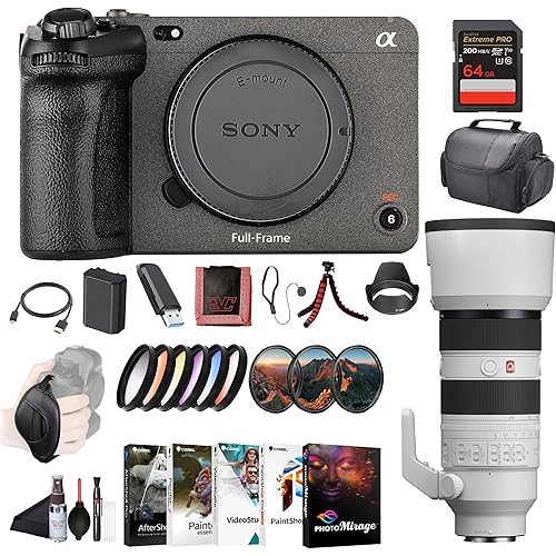 Sony FX3 Full-Frame Cinema Camera ILME-FX3, Sony FE 70-200mm Lens, 64GB Memory Card, Filter Kit, Color Filter Kit, Lens Hood, Bag, NP-FZ100 Compatible Battery, Card Reader, and More