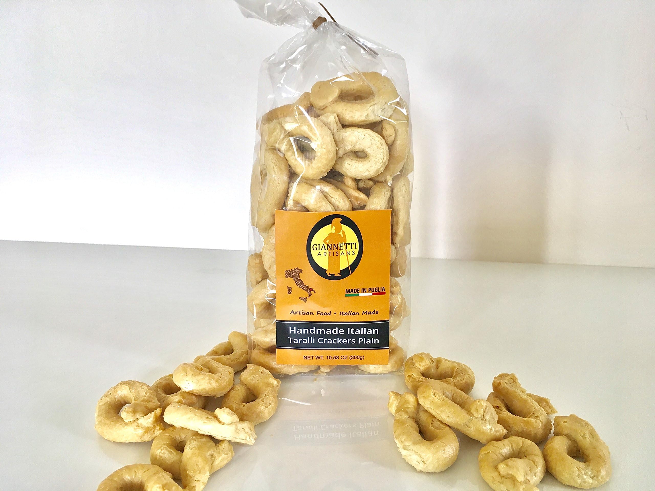 Giannetti Artisans Handmade Plain Taralli Crackers - Imported from Puglia - 1, 2 & 3 Packs (1)