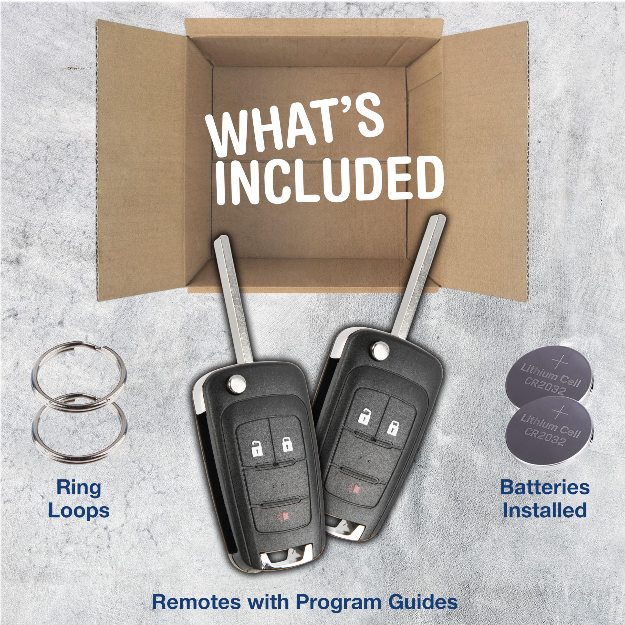 2X KeylessOption Key Fob Replacement for 2010 2011 2012 2013 2014 2015 2016 2017 2018 2019 Chevrolet Chevy GMC Buick Remote, 3-Button OHT01060512, Programming Guide Included