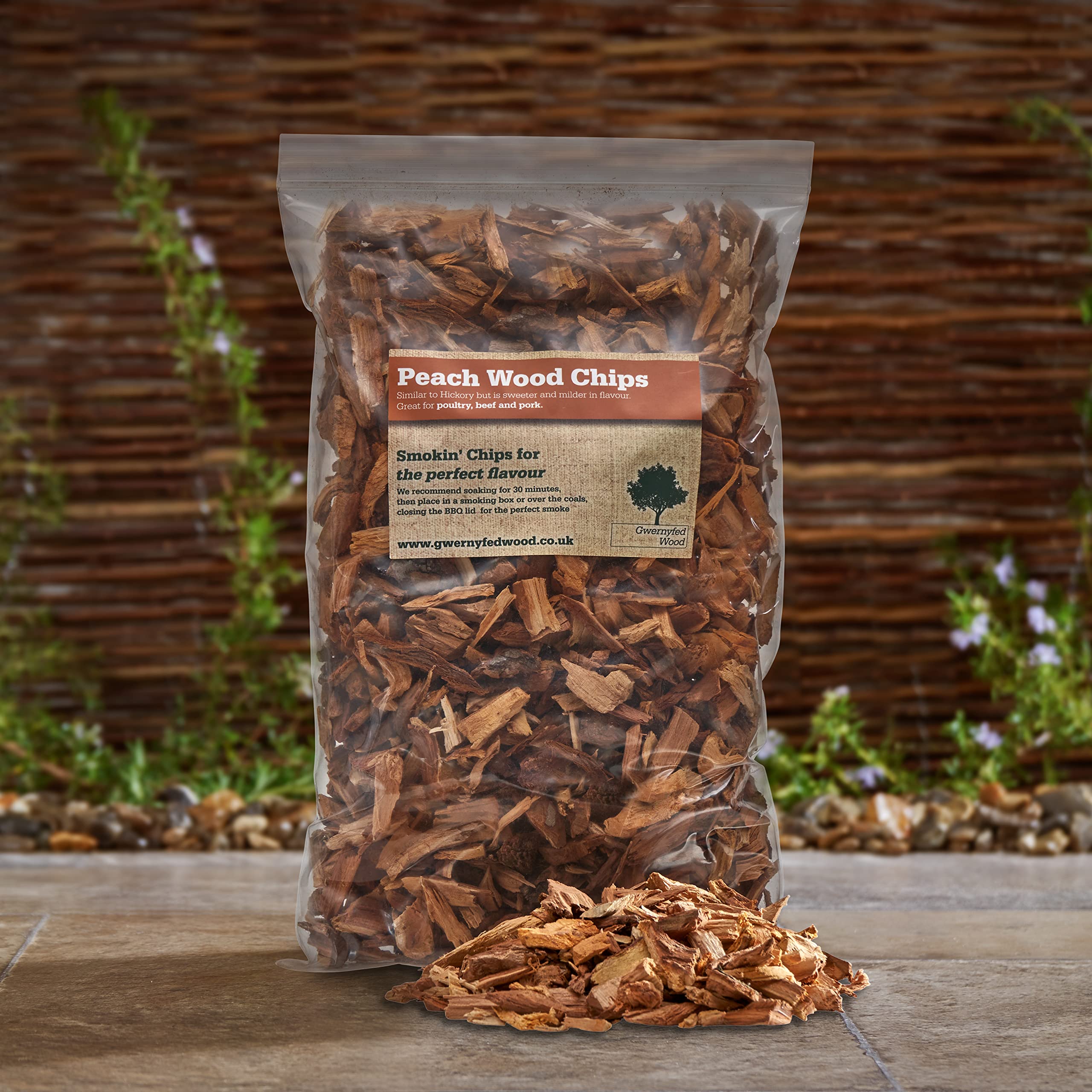 Peach BBQ Smoking/Smoker Wood Chips 3 Litre - (24 Great Flavours available 100% Natural with nothing added) (Peach) โ image 1
