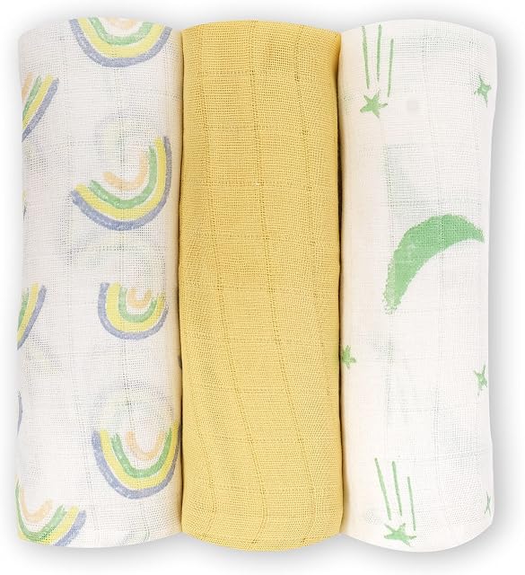 Homy Textiles Muslin Cloths for Baby, Unisex Muslin Burp Cloths for New Borns, Soft, Breathable, and Absorbent Pure Cotton Muslin Squares, Ideal Baby Cloth, Washcloth, and Bib, 80 x 80 cm, 3-Pack