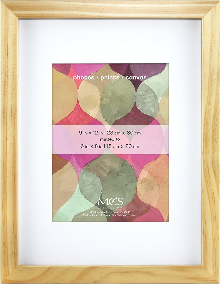 MCS 9x12 Inch Art Frame with 6x8 Inch Mat Opening, Natural (47572)