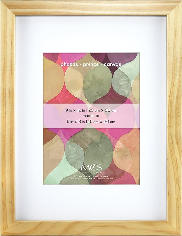 MCS 9x12 Inch Art Frame with 6x8 Inch Mat Opening, Natural (47572)