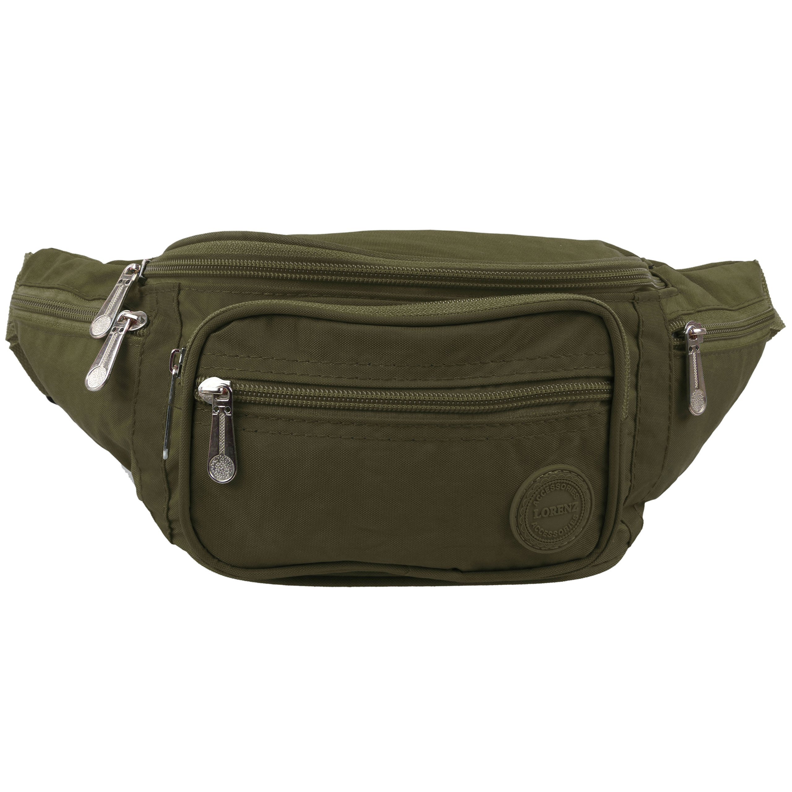 Mens Ladies Lorenz Nylon Bum Bag Fanny Pack 6 Colours Travel Raves Holiday - Green
