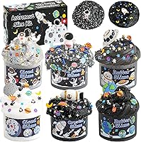 LAWOHO Galaxy Slime Kit for Kids: 6-Pack Black Cloud, Butter & Clear Slimes with Space Add-Ins, 360ml Fun for Boys Girls
