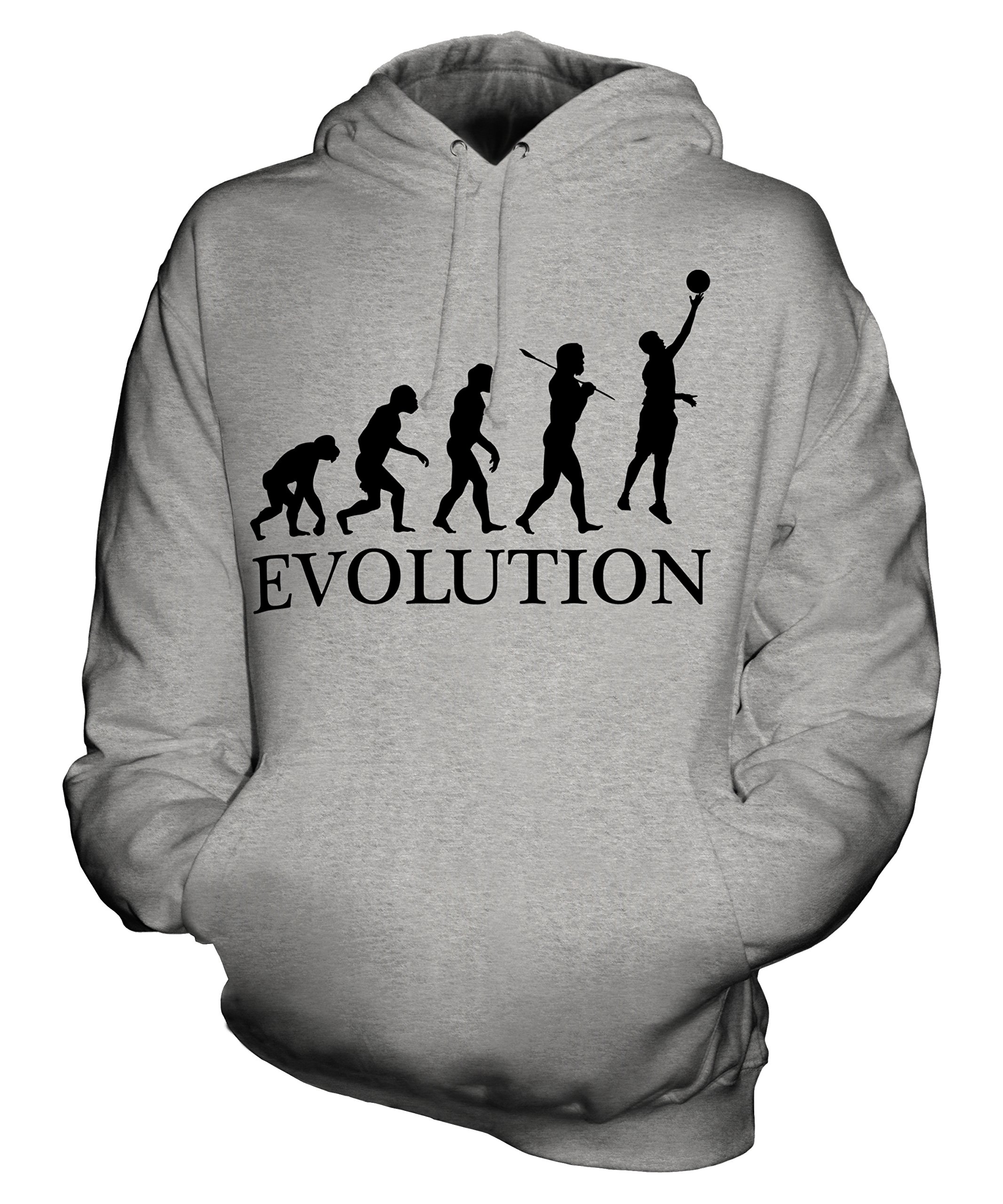 Candymix - Netball Evolution of Man - Bluza z kapturem unisex Męska damska bluza z kapturem, Szary melanżowy, 5XL