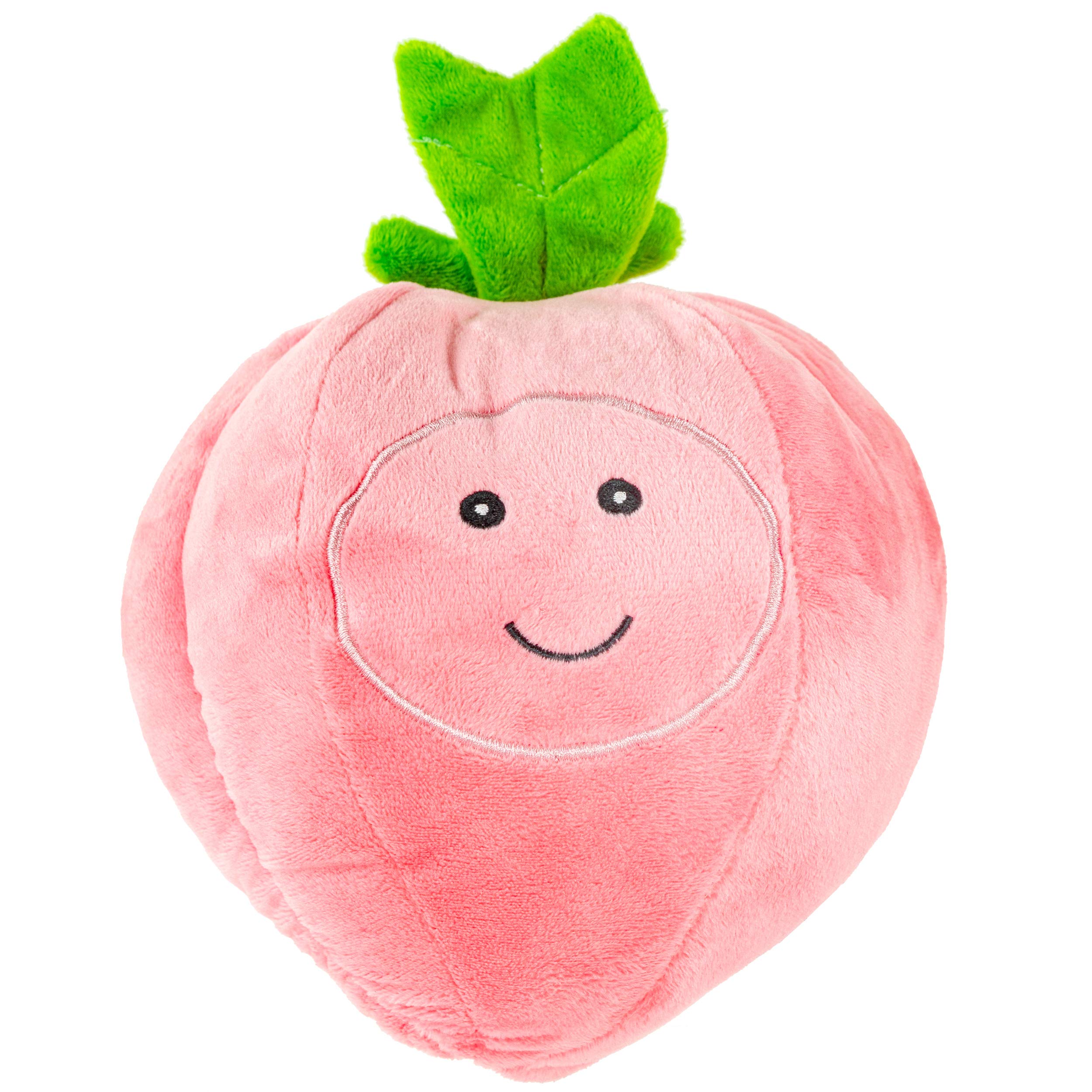 Giftable World Pet Plush Pet Toy Fruits, Cupcakes, Ice Creams, Mug with Squeaker Dog Chew Toy (6" Peachy Peach)