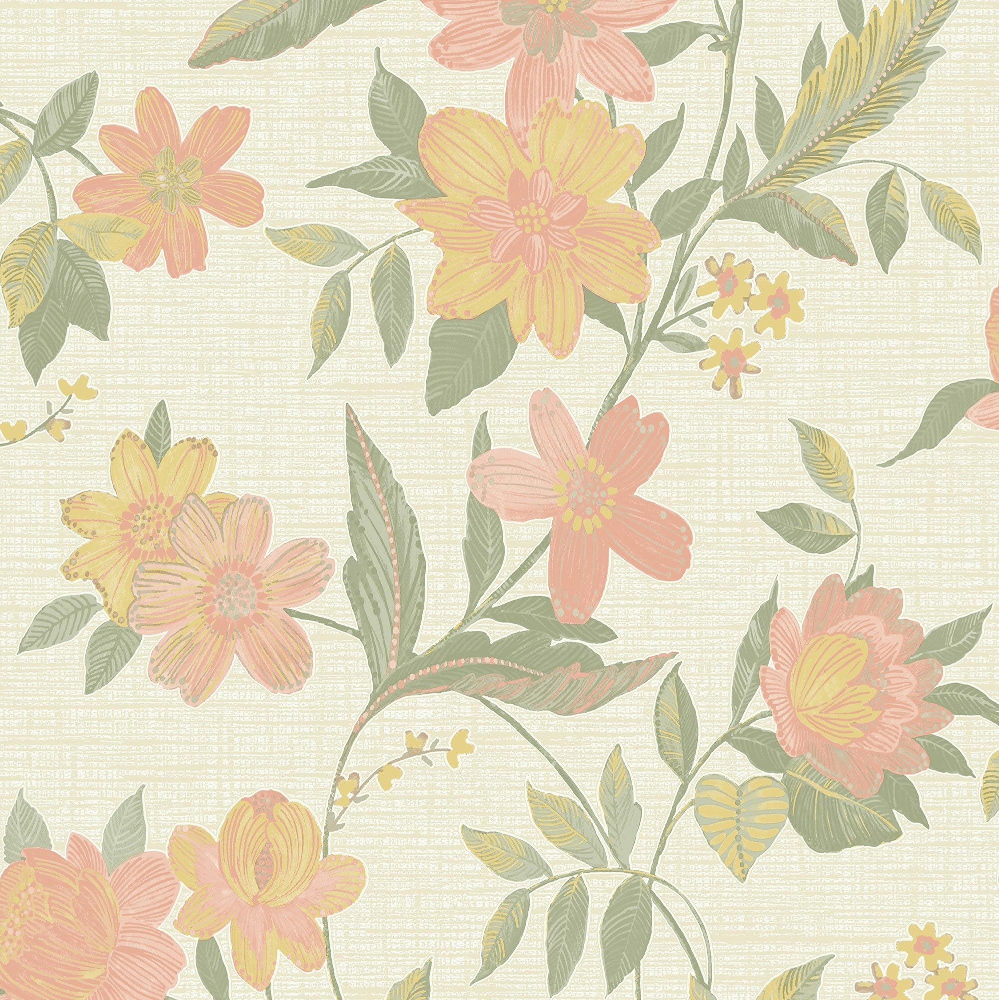 Grandeco Pink Katsu Trail Floral Blown Wallpaper, Blush