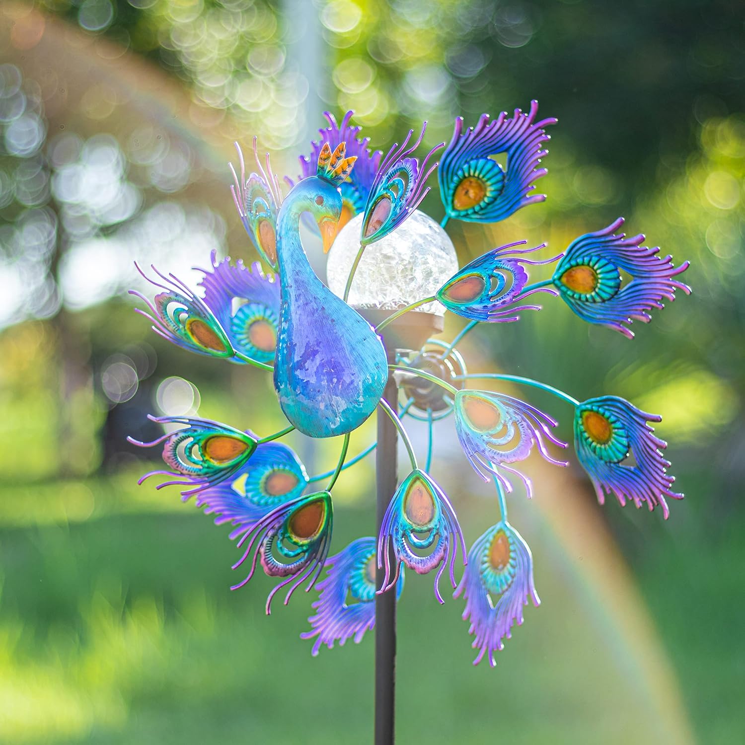 Wind Spinners Outdoor Metal Peacock Wind Spinner Outdoor for Home Outdoor