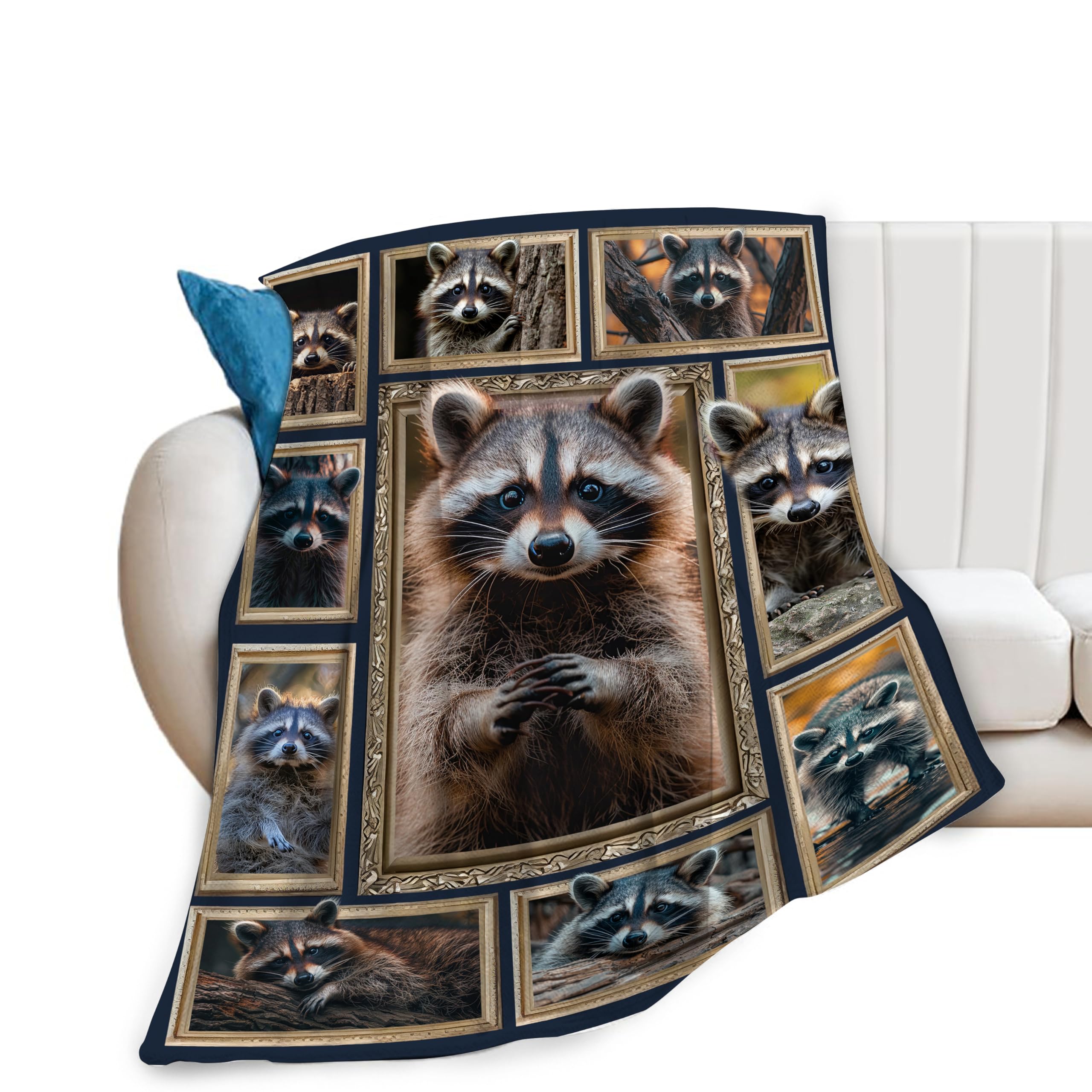 Raccoon Blanket Super Soft Warm Animal Fleece Throw - Cozy Fluffy Lightweight Flannel Gift for Women, Girls, Kids, Adults - 80"x60" — image 1