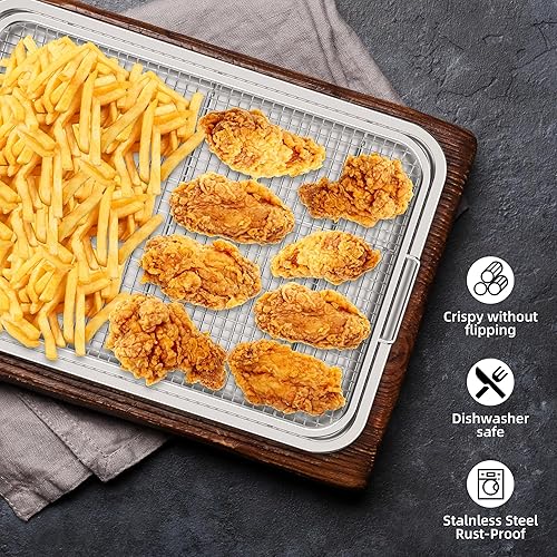 Miniatura 3 de YEPATER Cesta para freidora de aire, cesta gruesa para freidora de aire de tamaño extra grande para horno, sartén de aire de acero inoxidable de